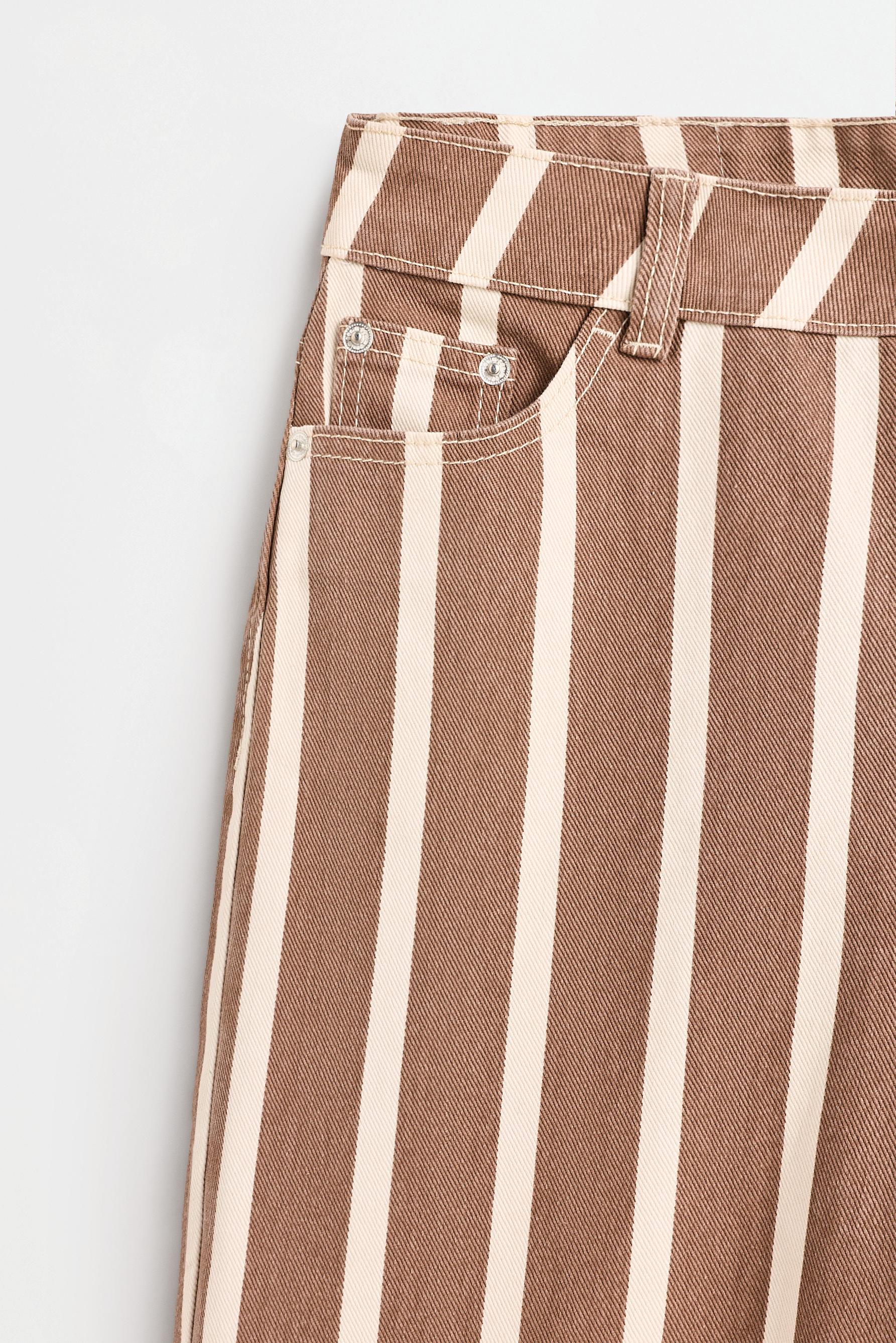 Striped wide-leg jeans — BEIGE/BROWN