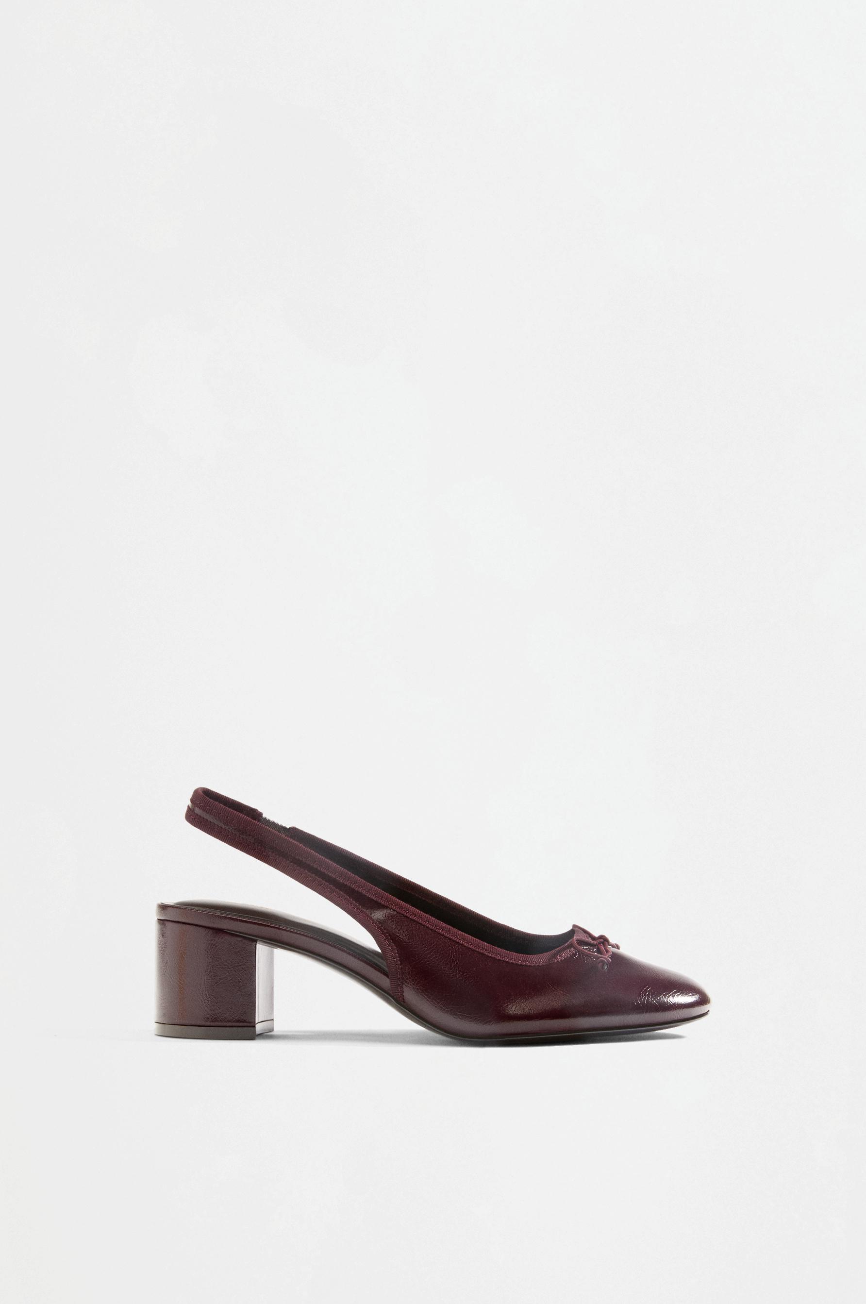Bow heel ballet flat — BURGUNDY