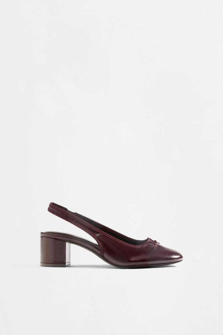 Bow heel ballet flat — BURGUNDY