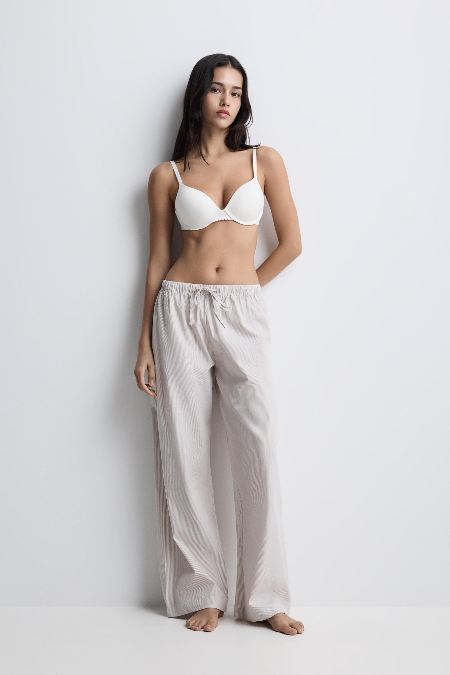 Striped pyjama bottoms — BEIGE