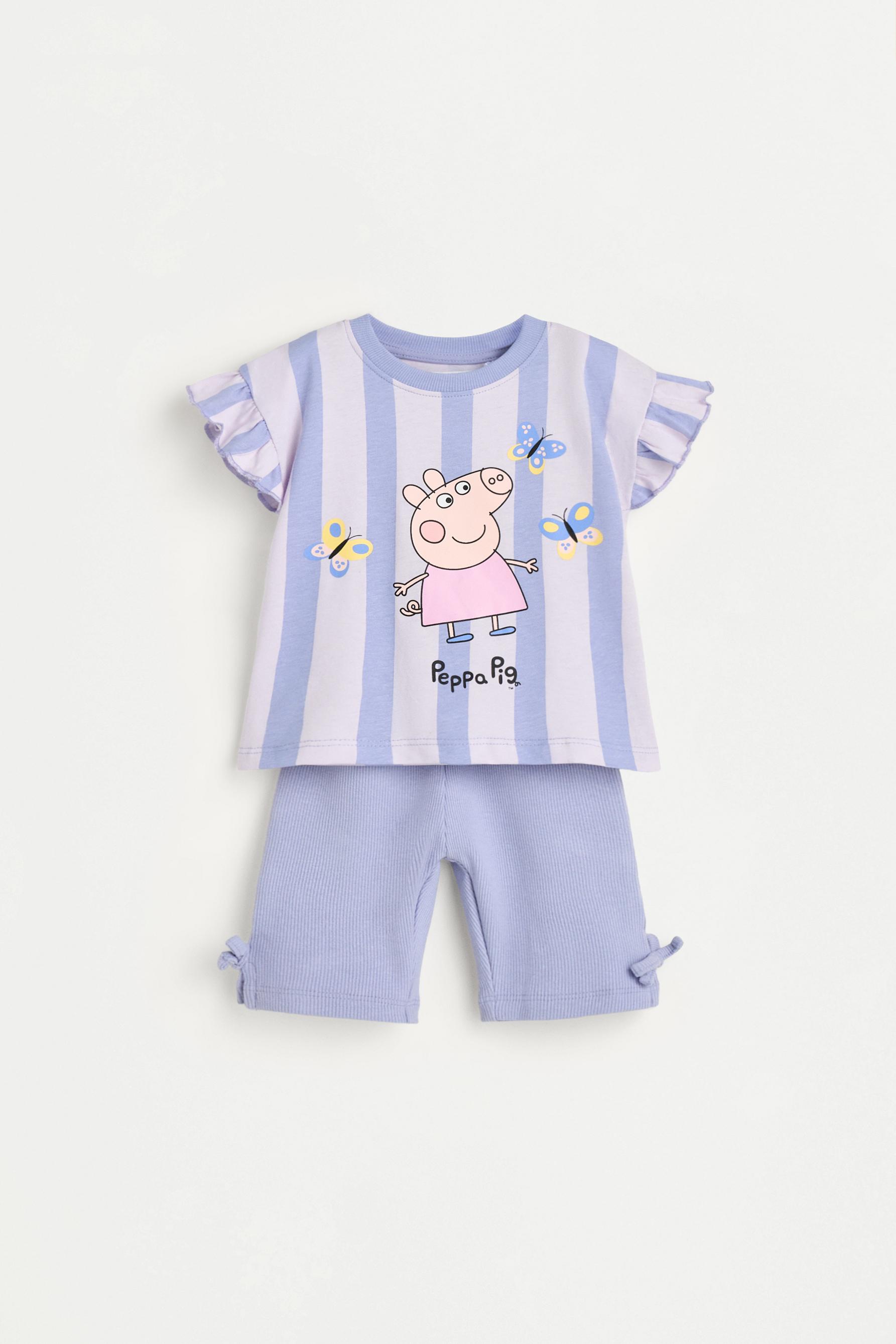 Peppa Pig™ ruffled T-shirt and bike shorts co-ord — LILAC