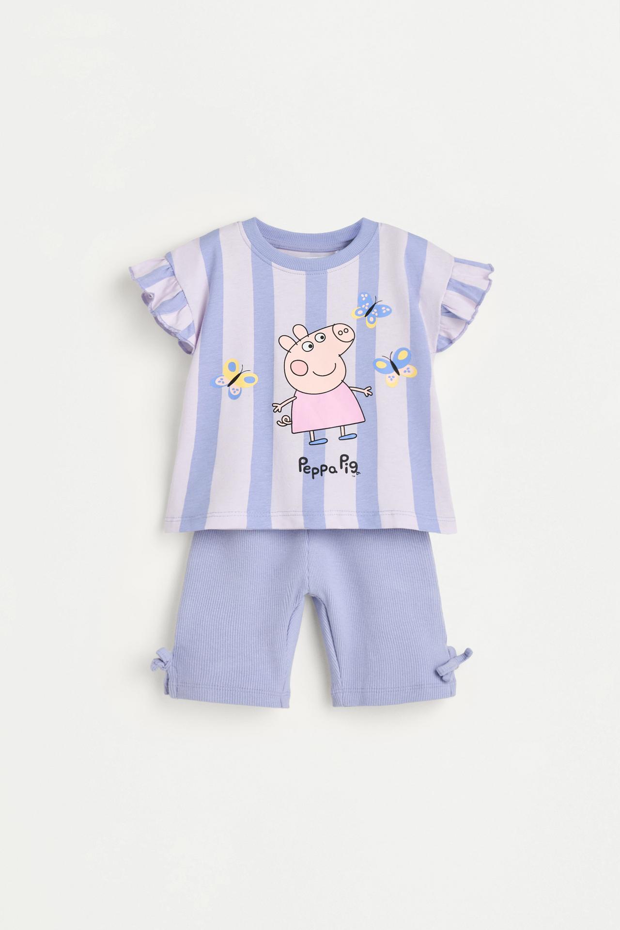 Peppa Pig™ ruffled T-shirt and bike shorts co-ord — LILAC