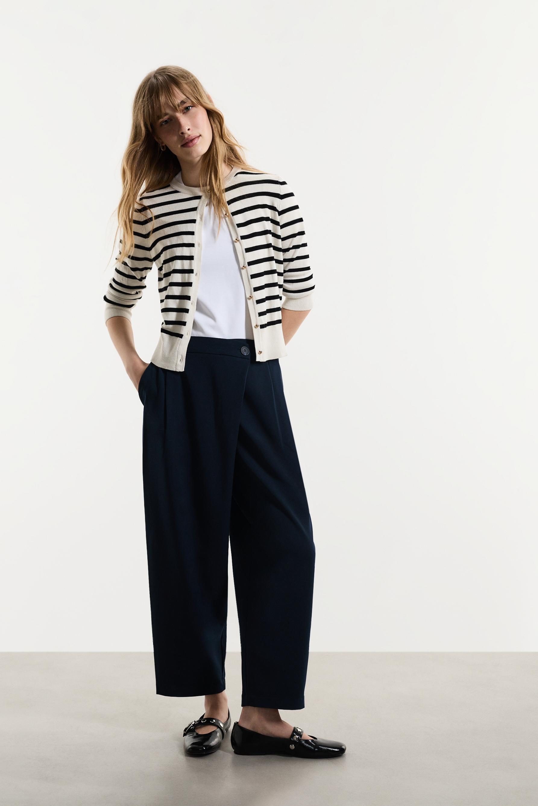 Asymmetrical waist barrel trousers — DARK NAVY