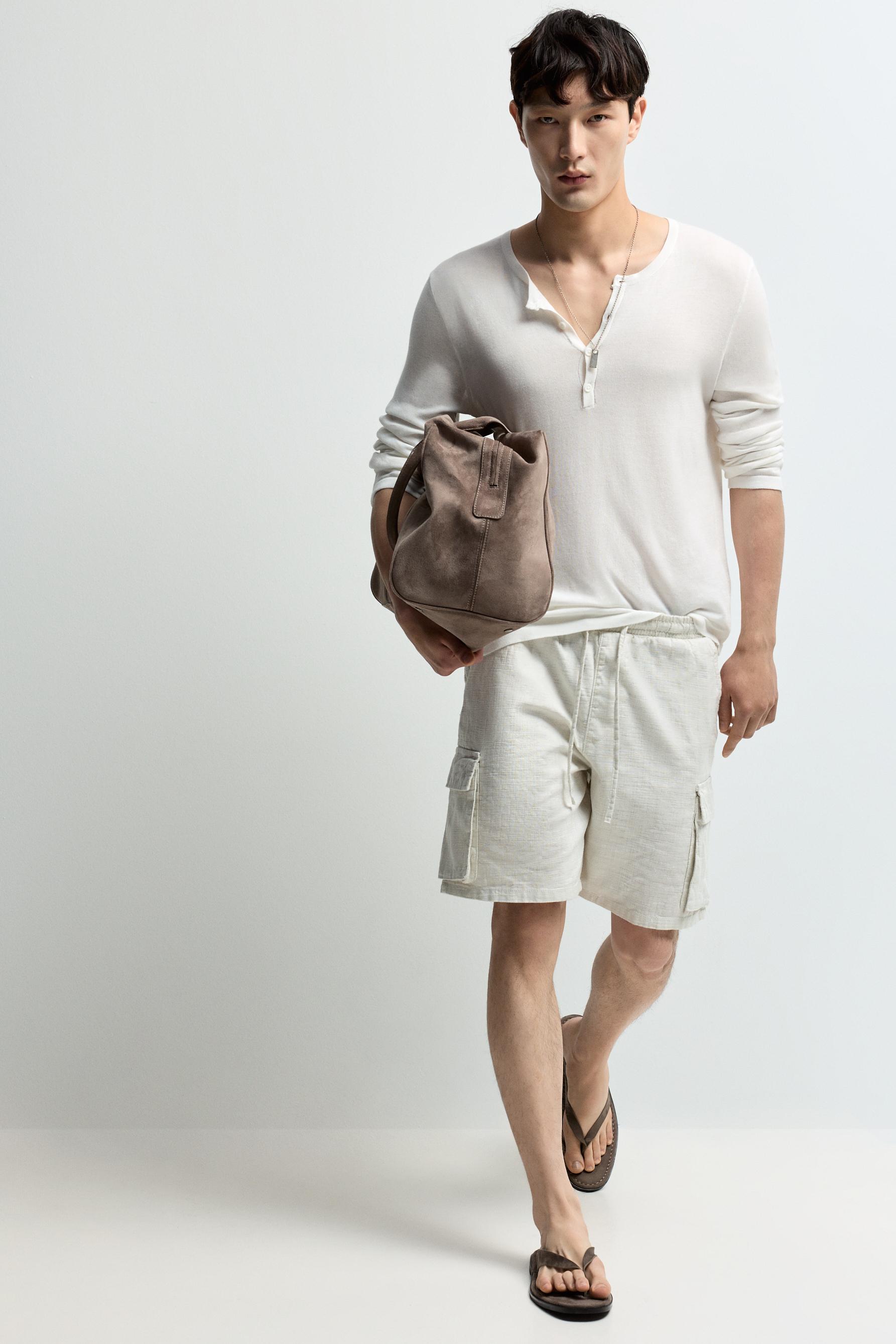 Rustic cargo Bermuda joggers — OFF WHITE
