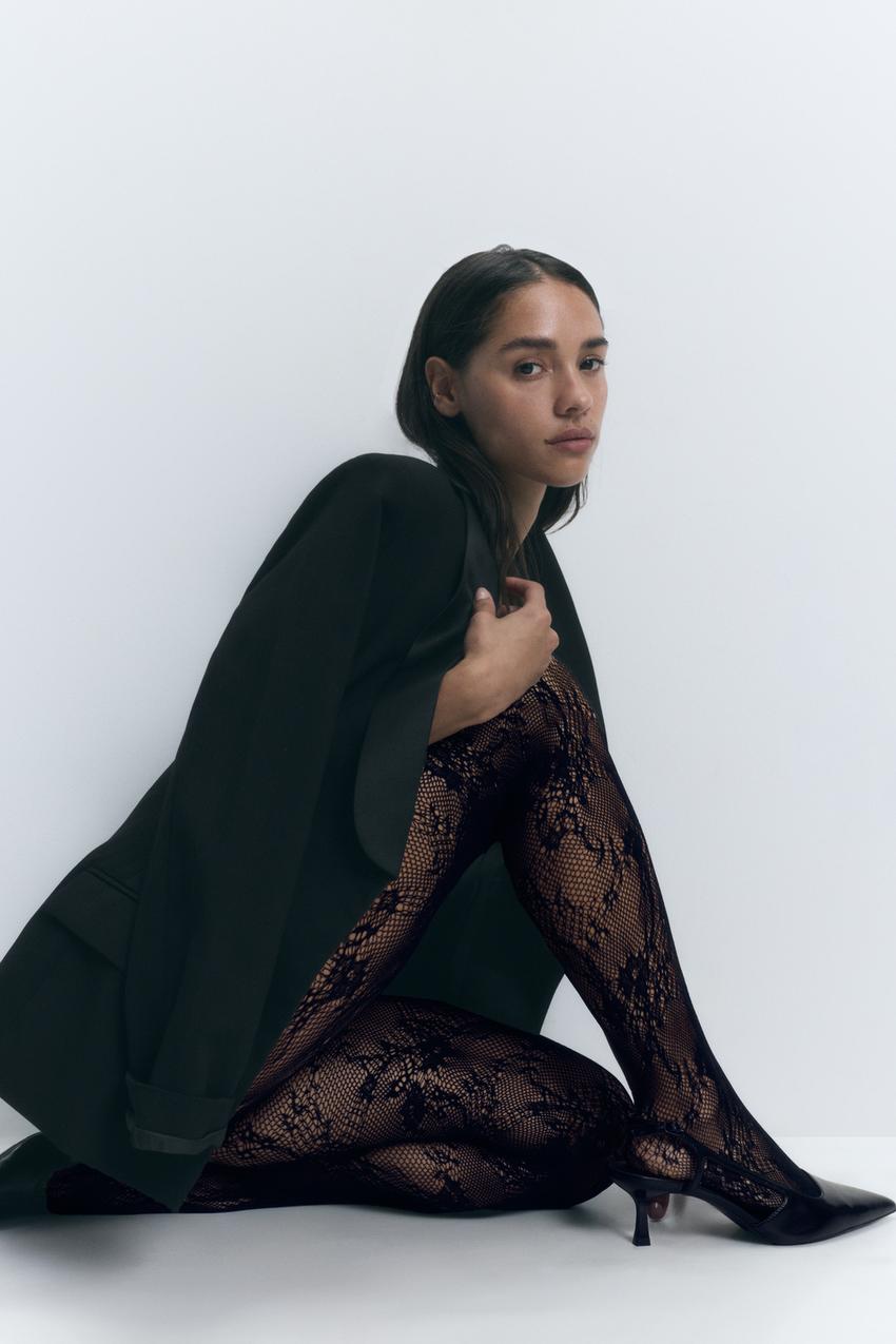 Medias rejilla floral 40 DEN Accesorios Sujetadores Ropa