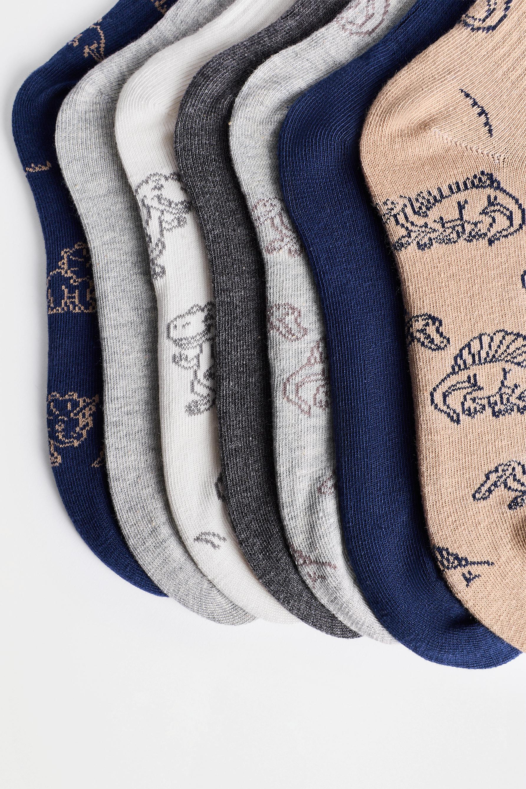 Dinosaur Ankle Socks (7-Pack) — GREY MARL