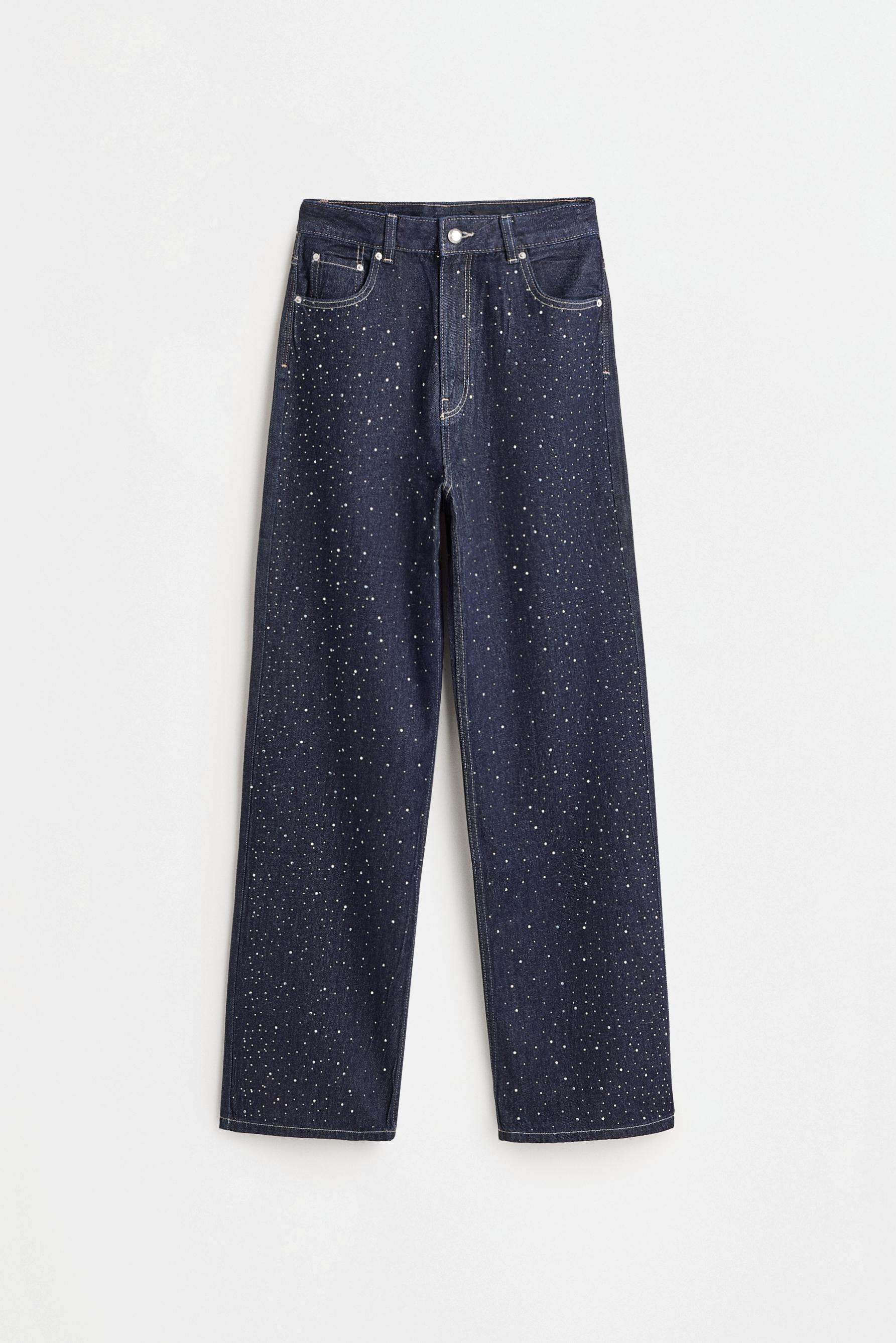 Jeans wide leg strass