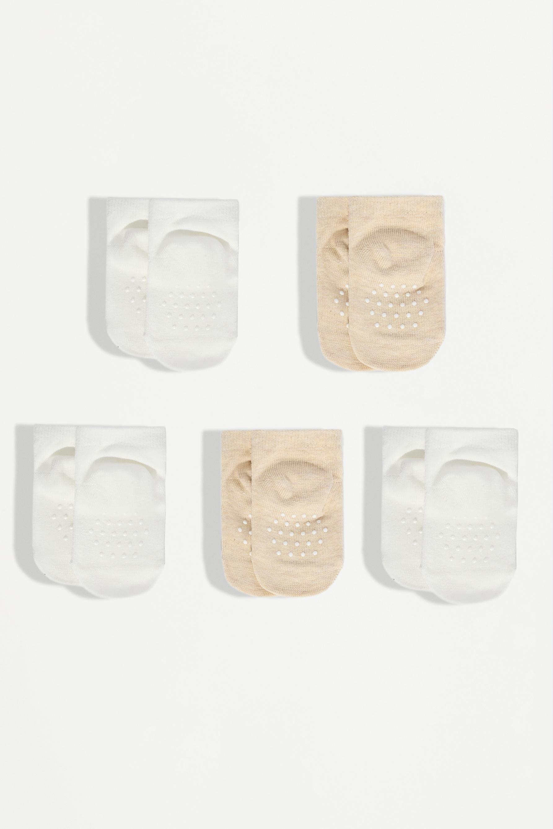 5-pack of non-slip short socks — TAN