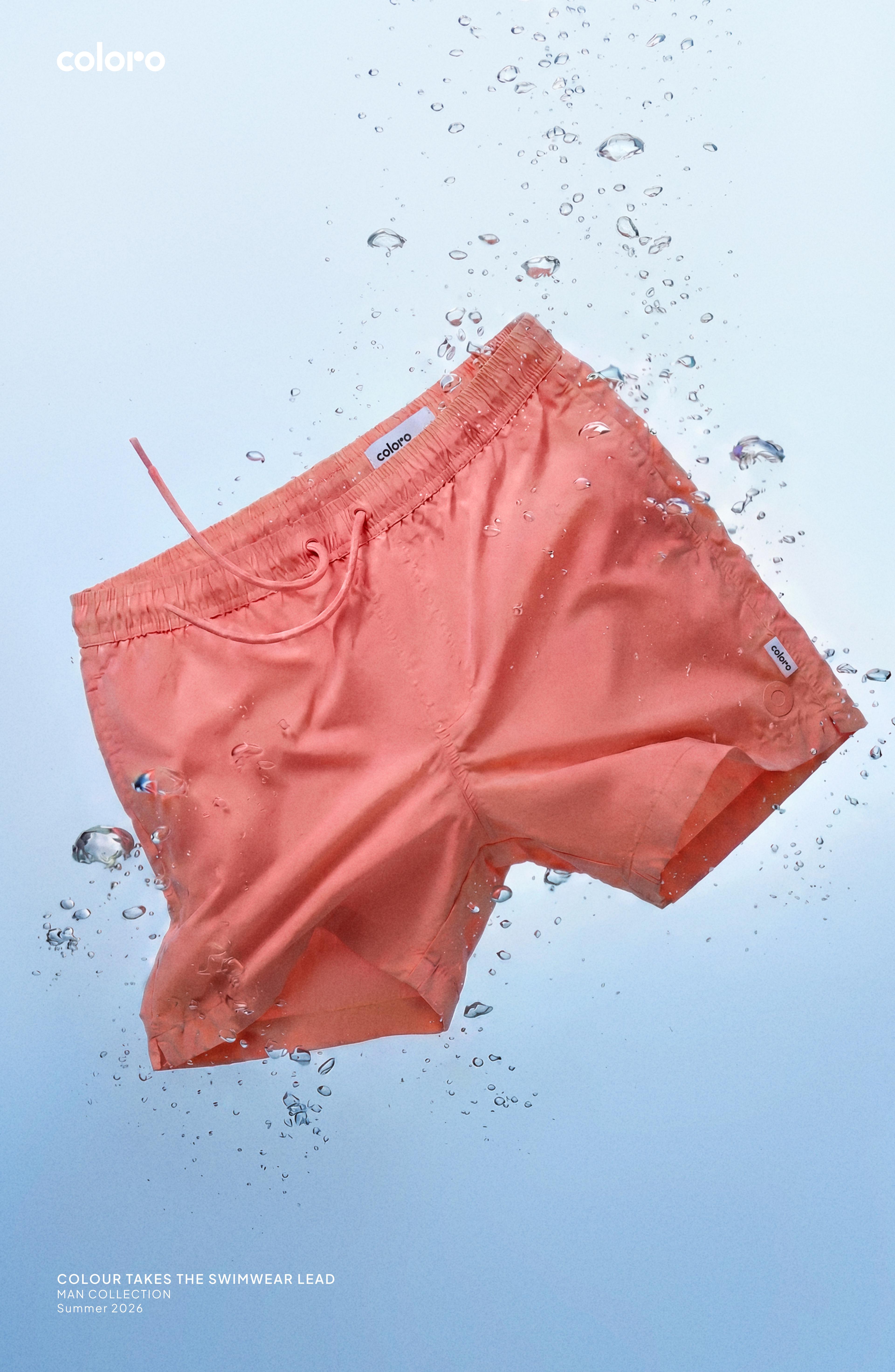 Coloro x Lefties straight swim trunks — CORAL RED