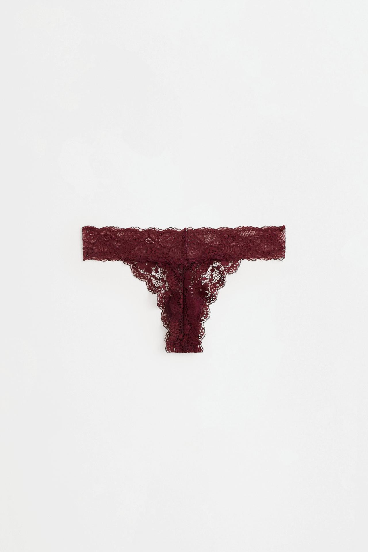 Lace thong — BURGUNDY