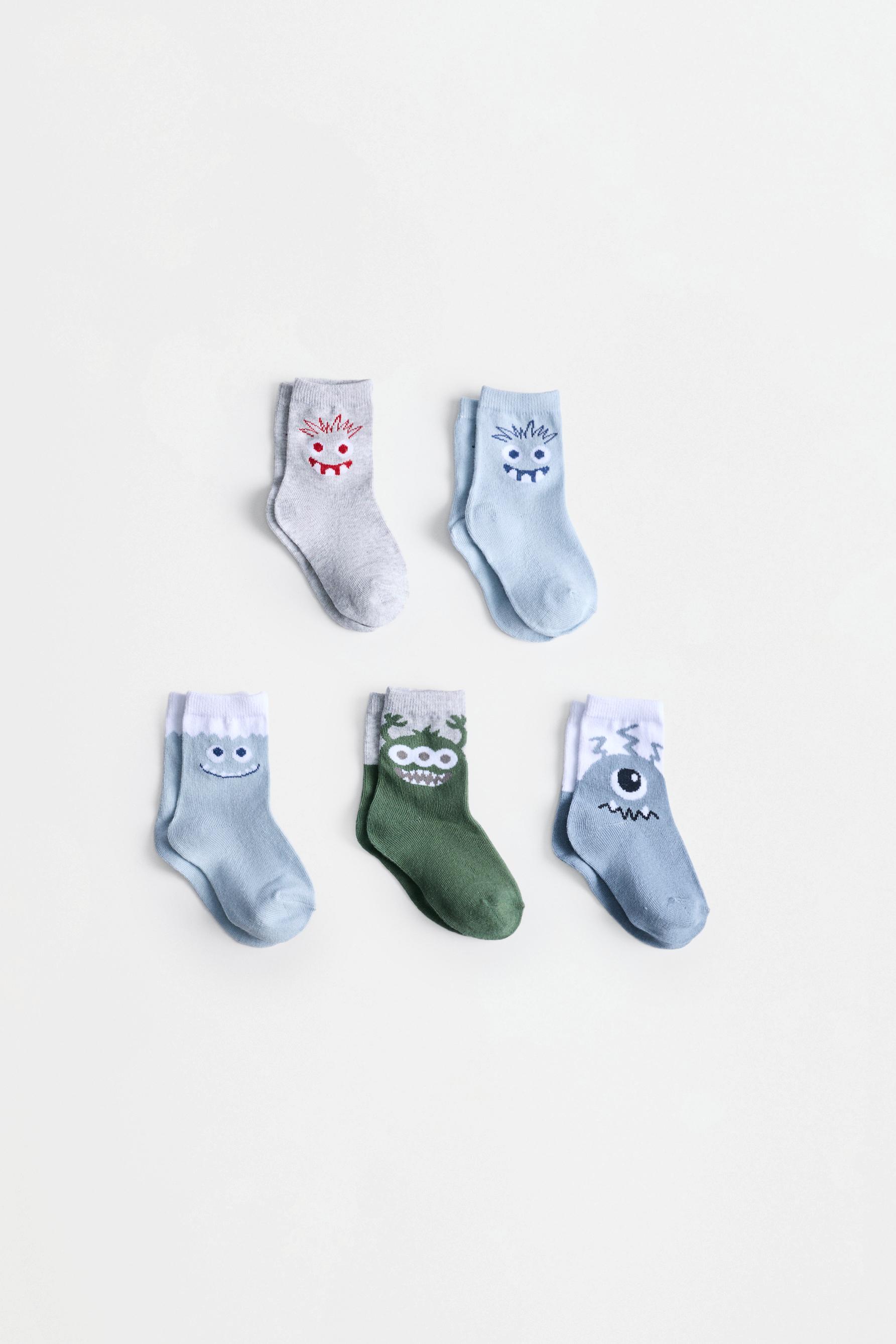 Monster long socks (5-pack) — GREYISH GREEN