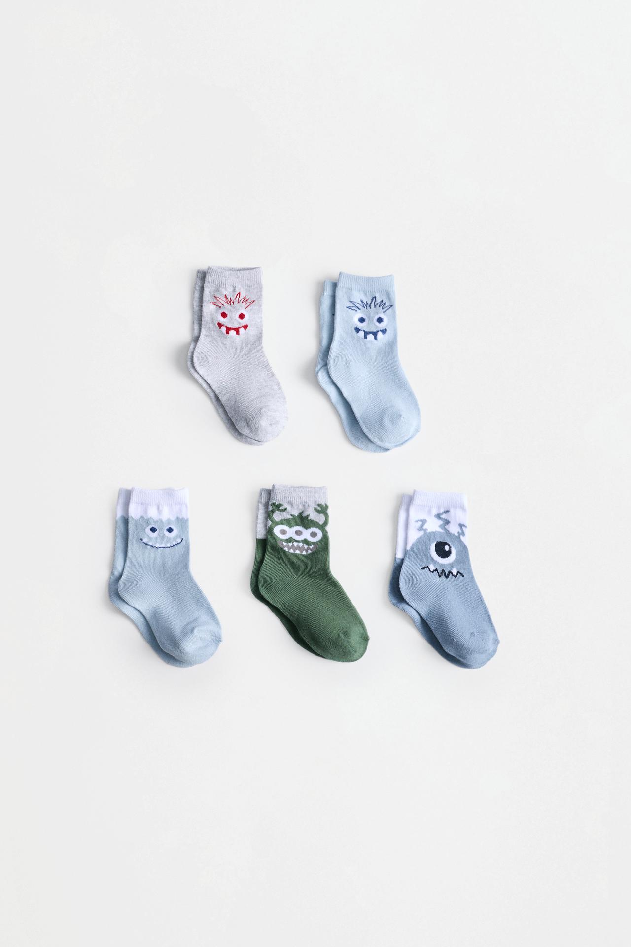 Monster long socks (5-pack) — GREYISH GREEN