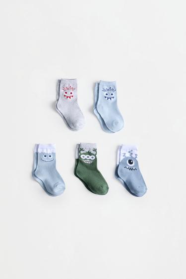 Monster long socks (5-pack) — GREYISH GREEN 1