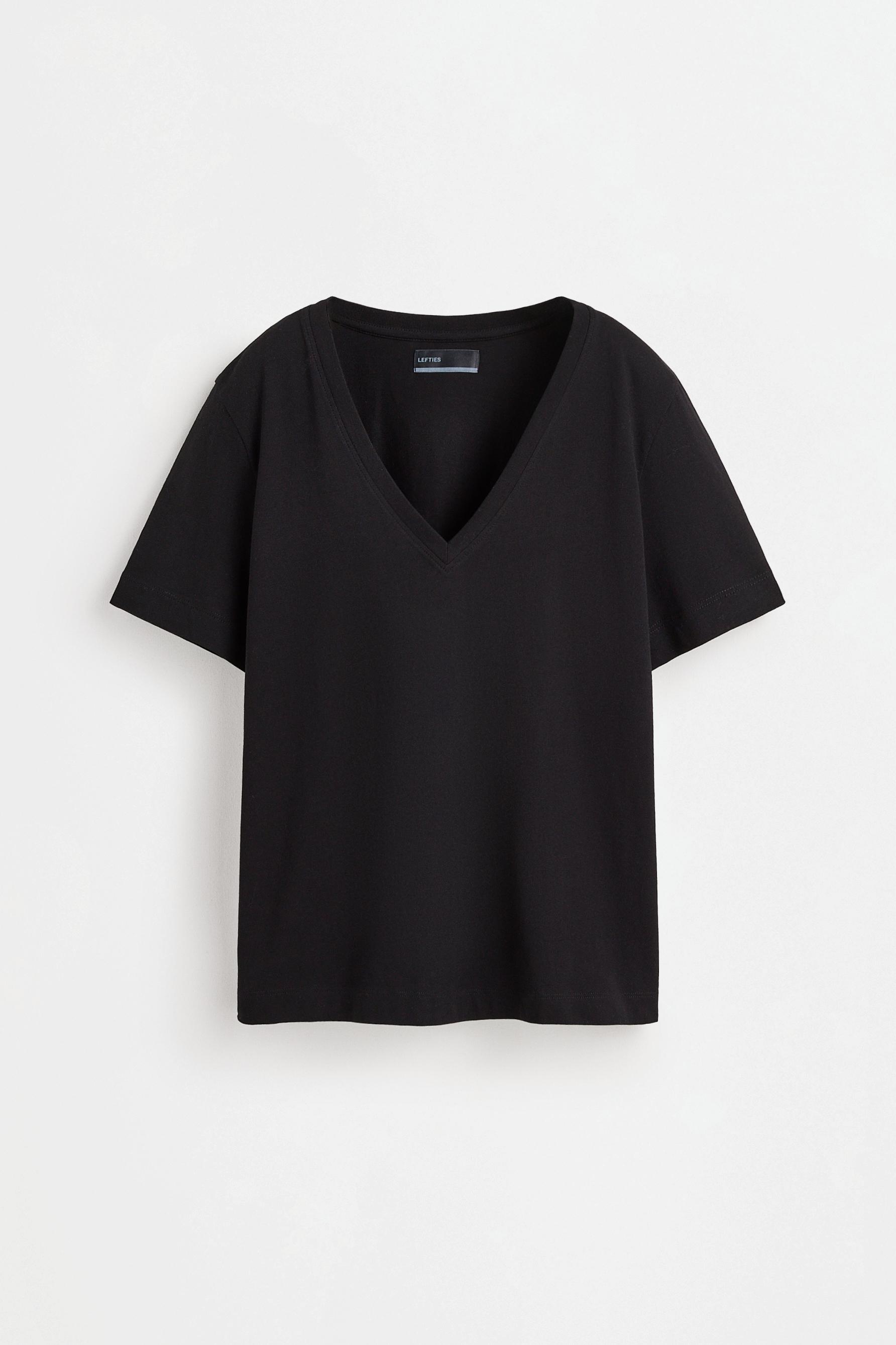 Basic V-neck T-shirt — BLACK