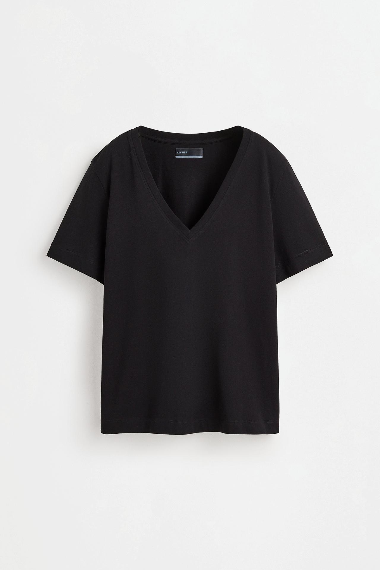 Basic V-neck T-shirt — BLACK