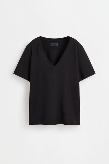 Basic V-neck T-shirt — BLACK 6