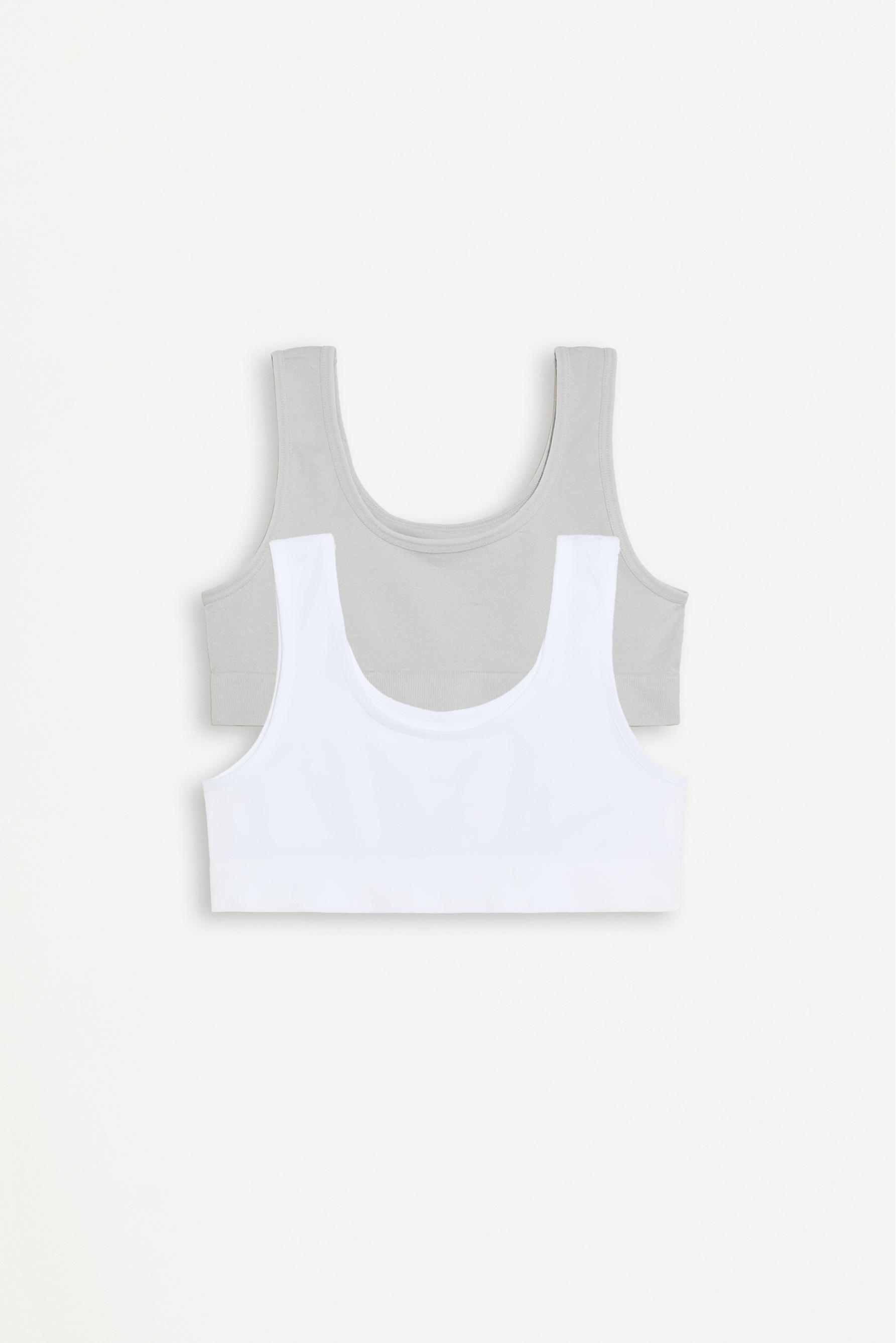 2-pack of seamless tops — WHITE/GREY