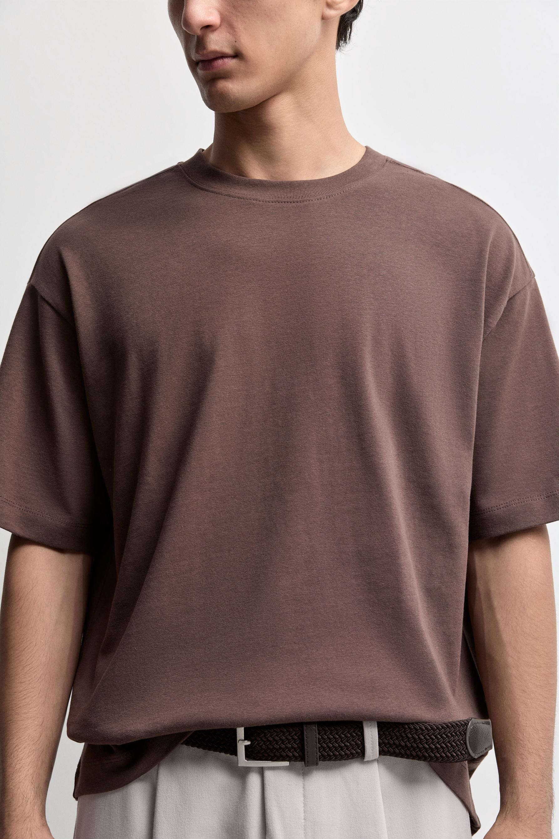 Boxy medium weight T-shirt — BROWN