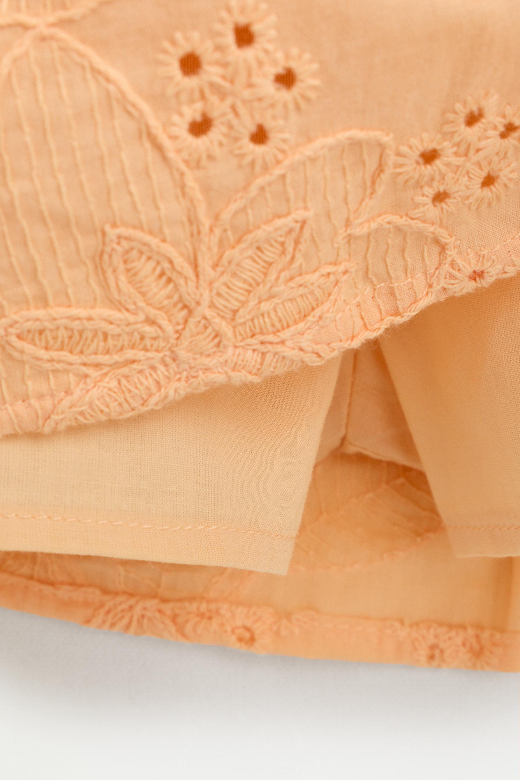 Swiss embroidery ruffled skirt — LIGHT ORANGE