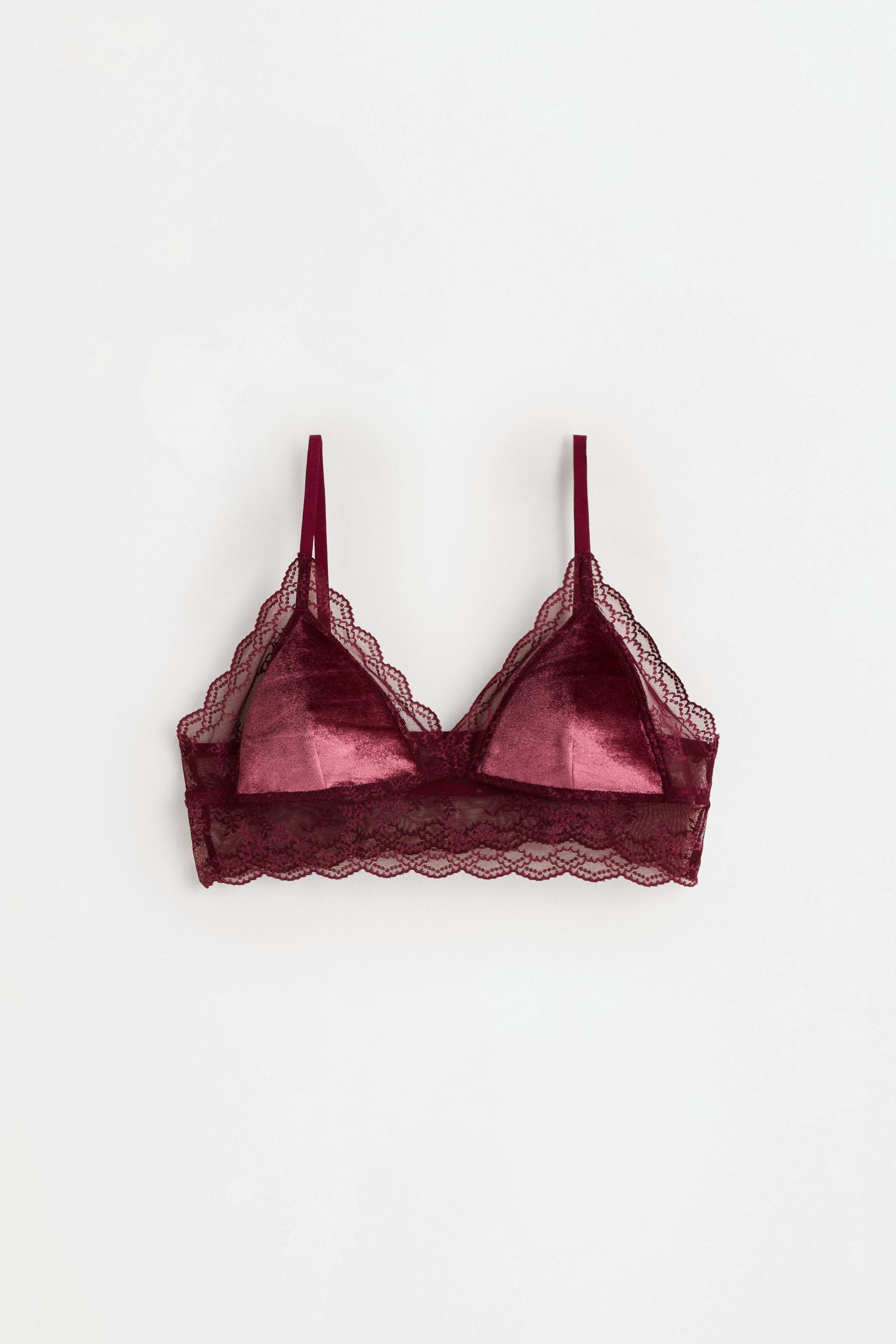 Sujetador bralette terciopelo y encaje
