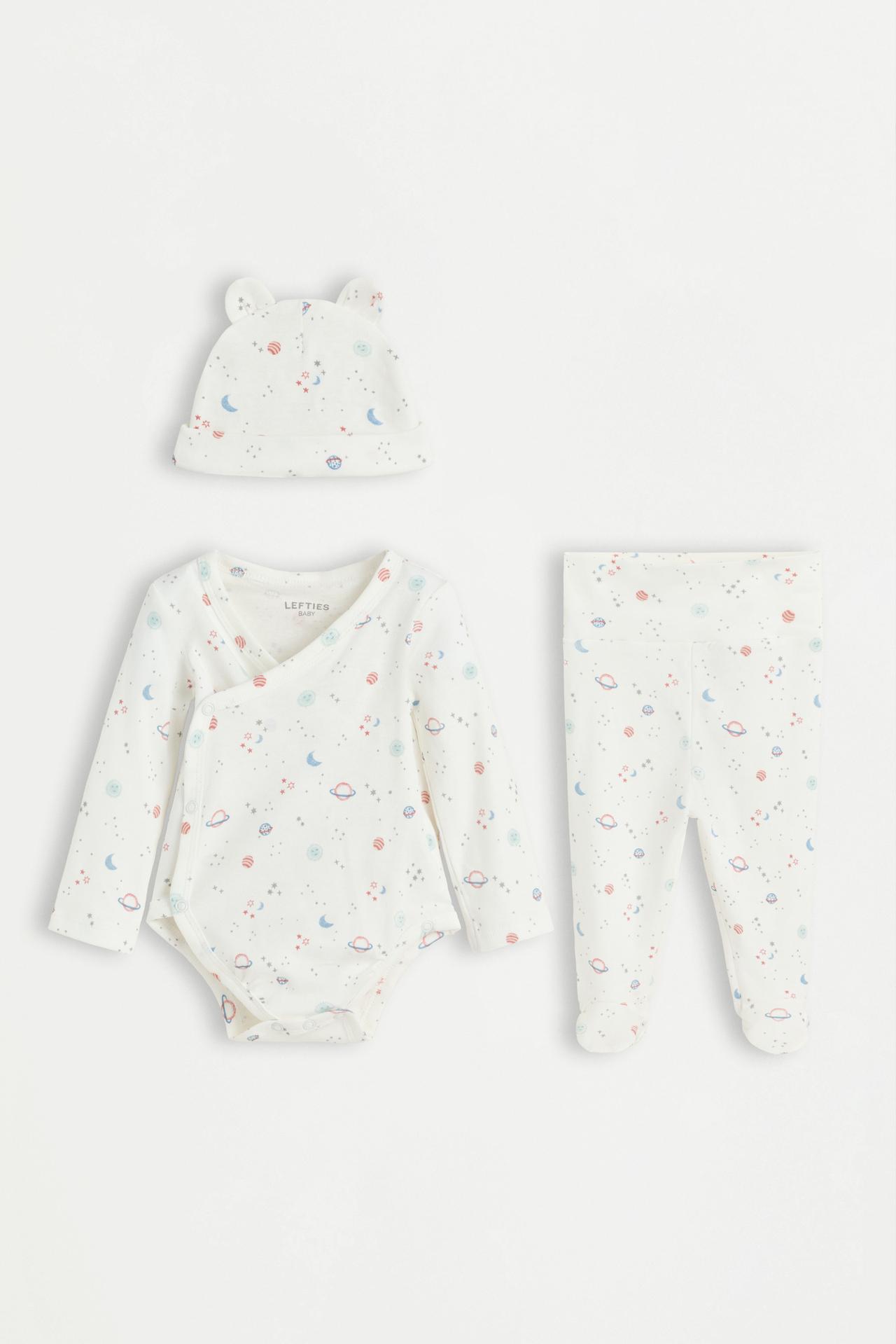 Interlock bodysuit, footed leggings and beanie set — WATER GREEN