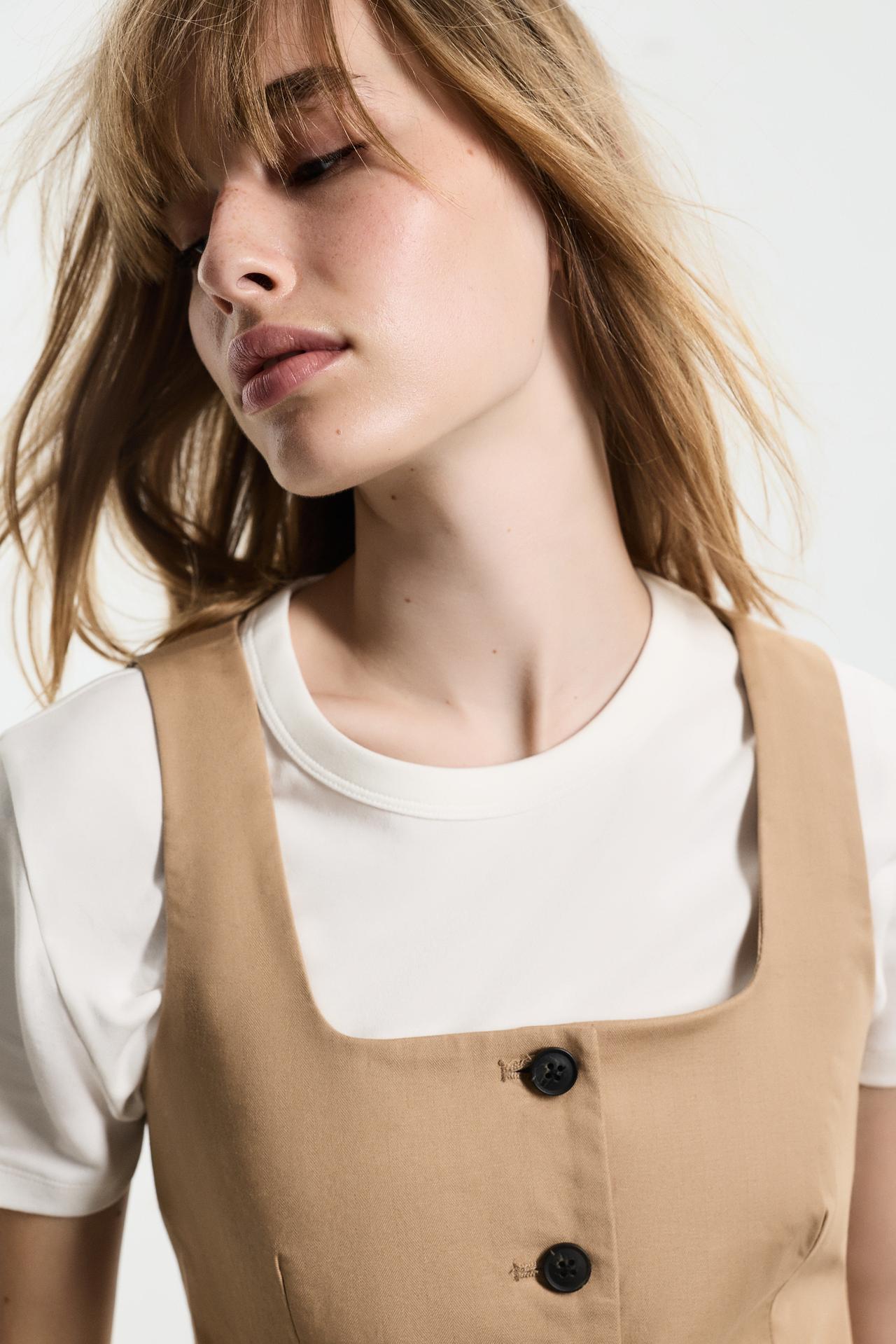 Button-up halter vest — MEDIUM CAMEL