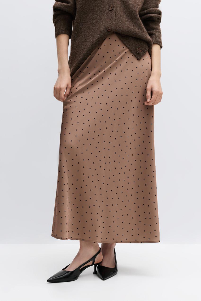 Satin Midi New Look Polka Dot Skirt Satin Midi Black And White