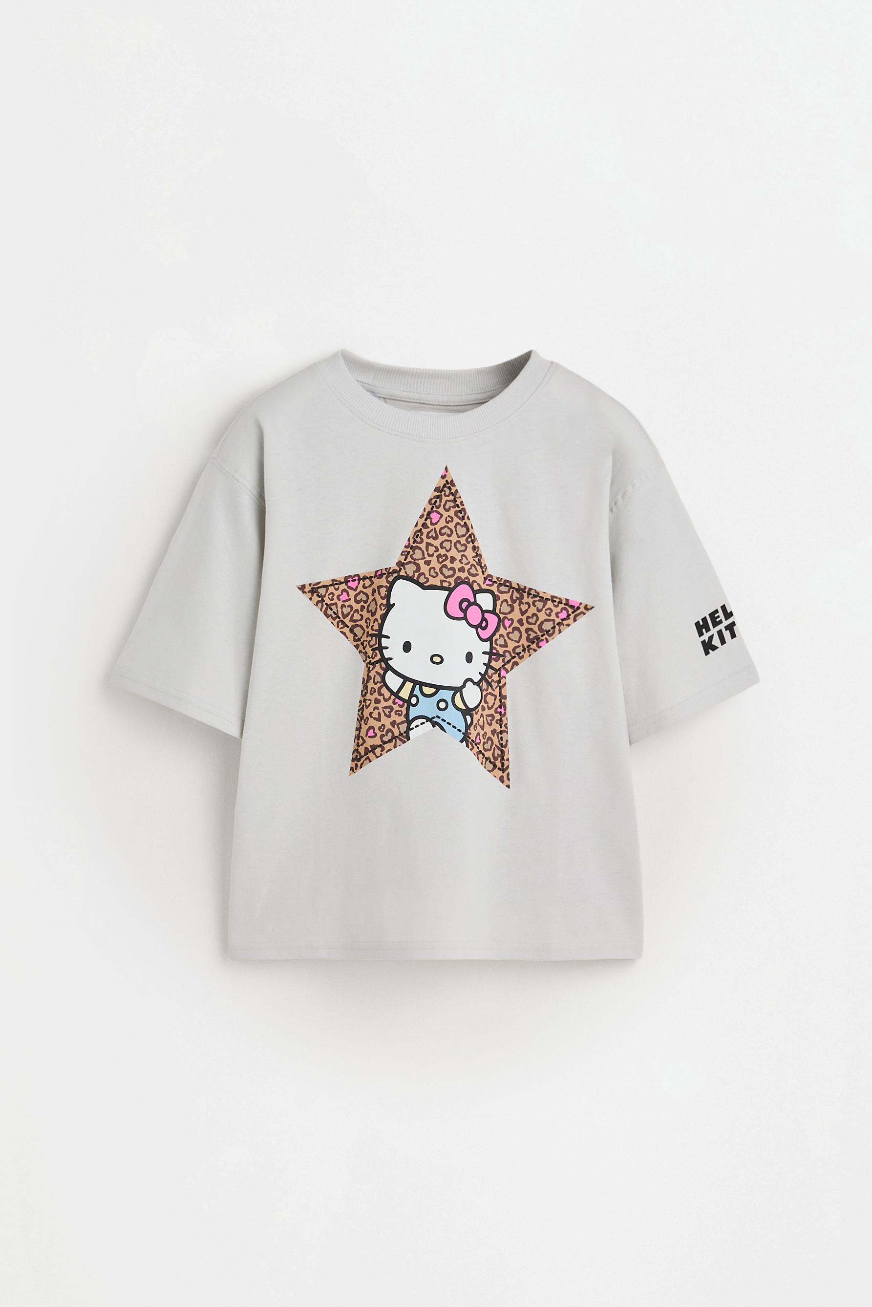 Hello Kitty ©SANRIO animal print T-shirt — PALE GREY