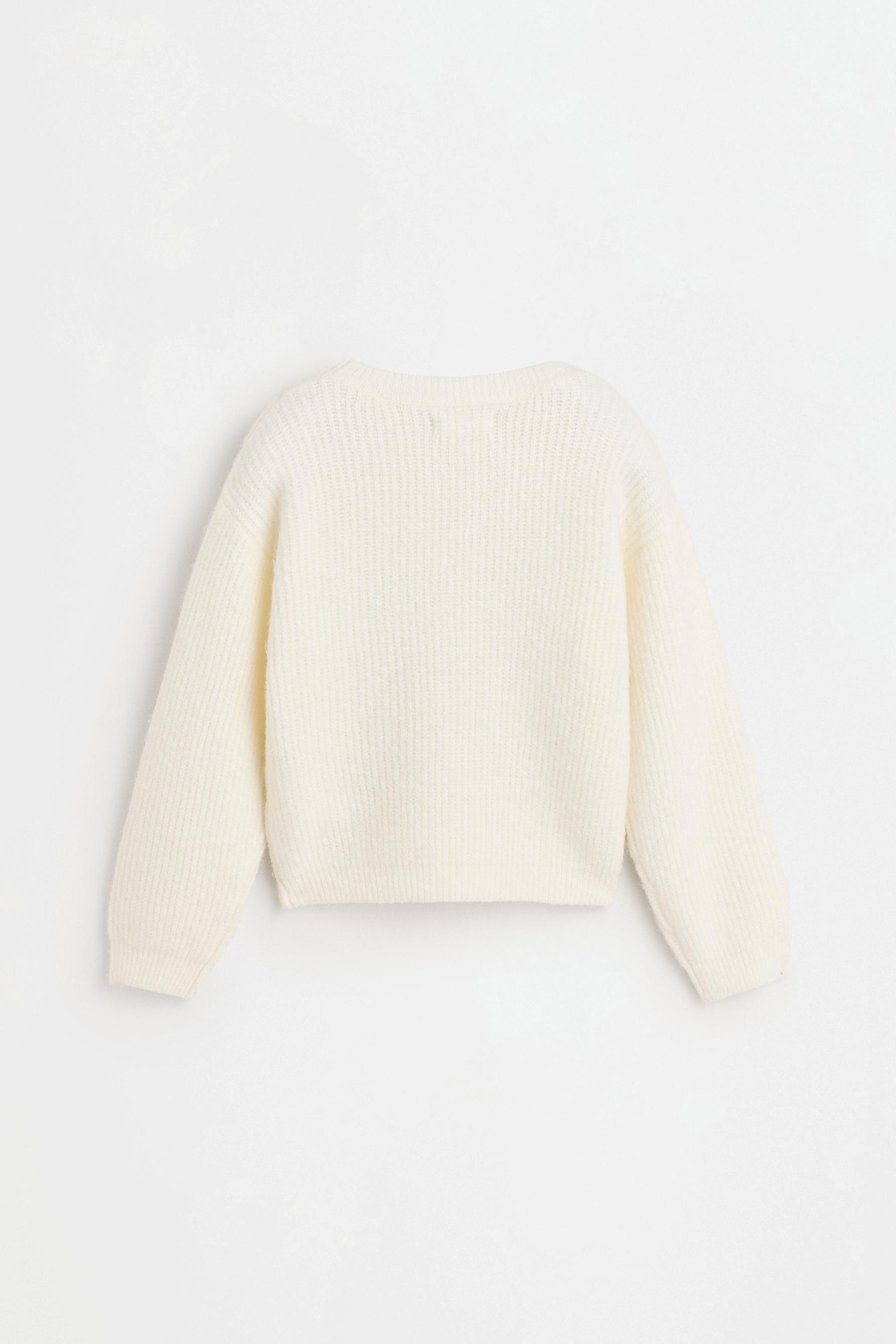 Ribbed ruffle sweater — OFF WHITE