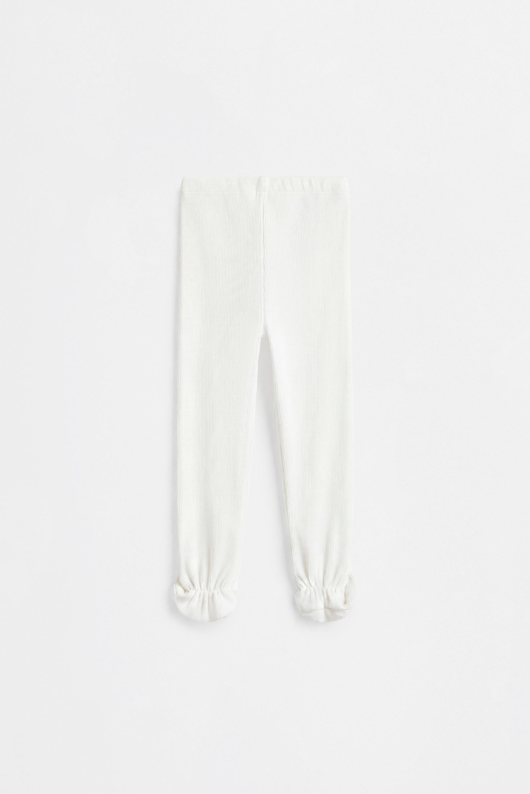 Ribbed T-shirt, footed leggings and hat co-ord — ECRU