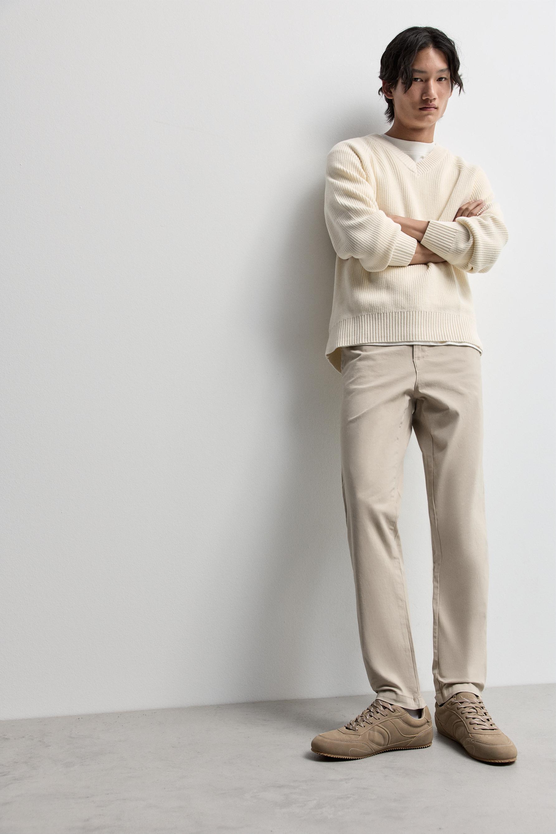 Skinny fit chino trousers — BEIGE