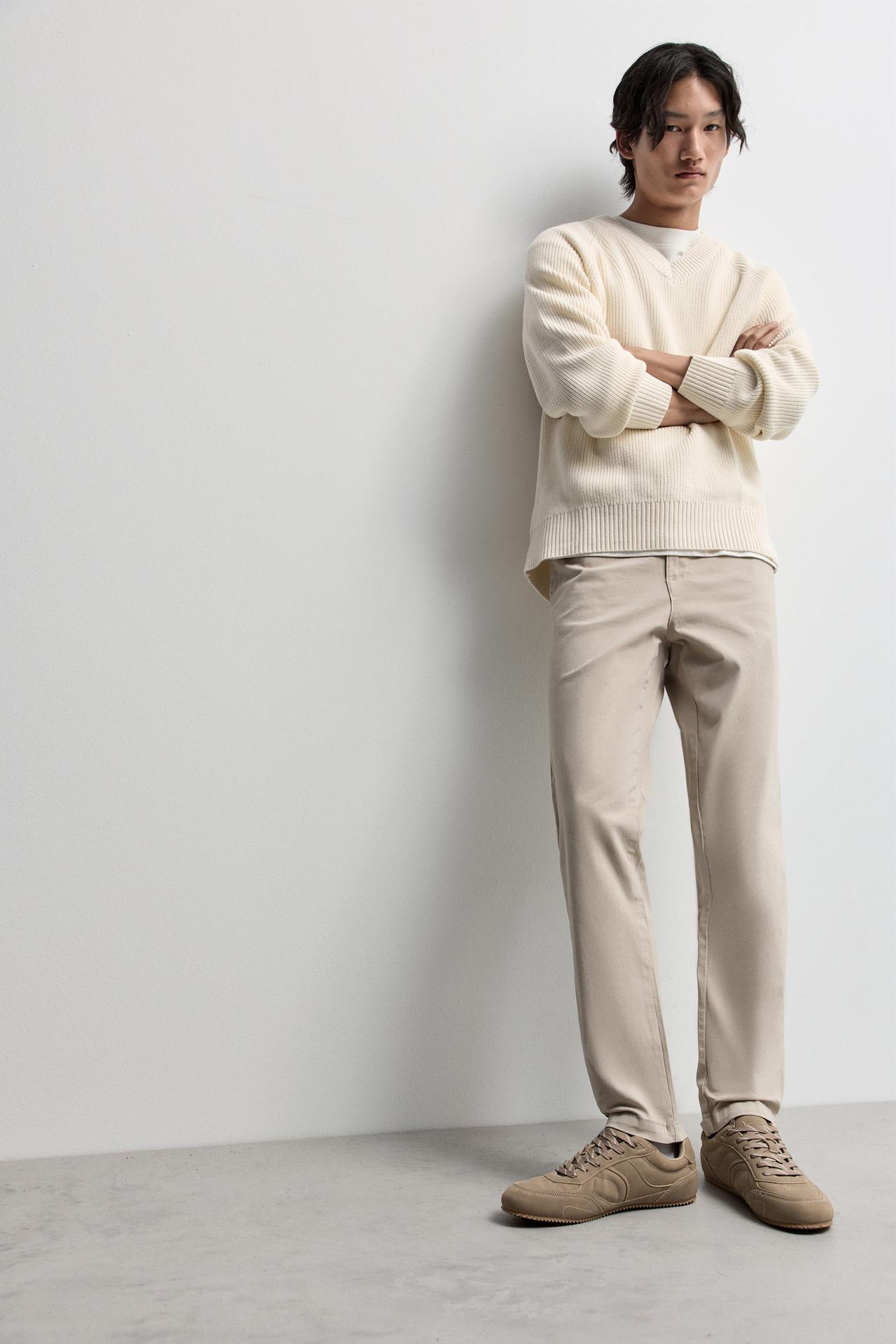 Skinny fit chino trousers — BEIGE