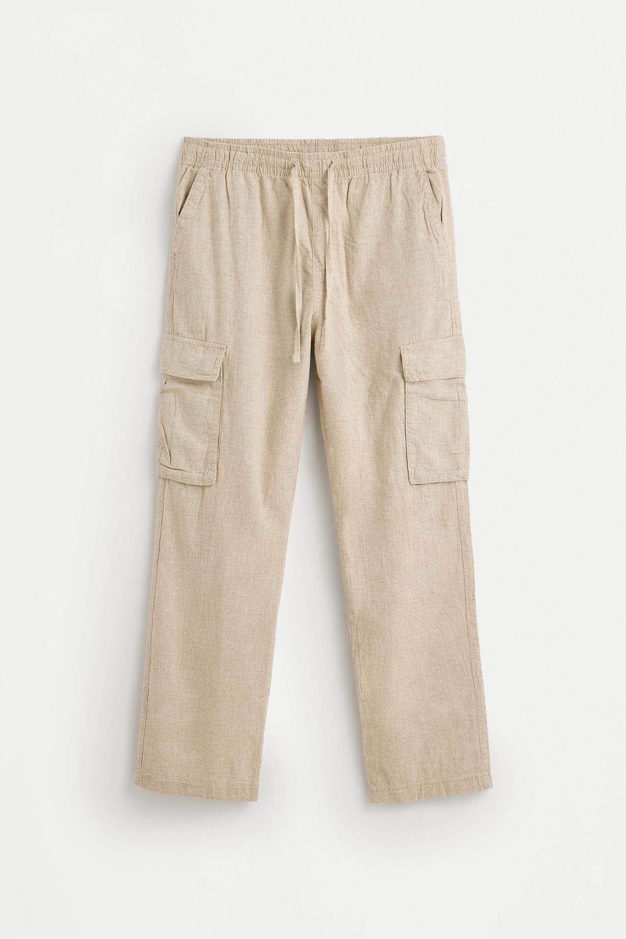 Linen-cotton cargo jogger trousers — OFF WHITE