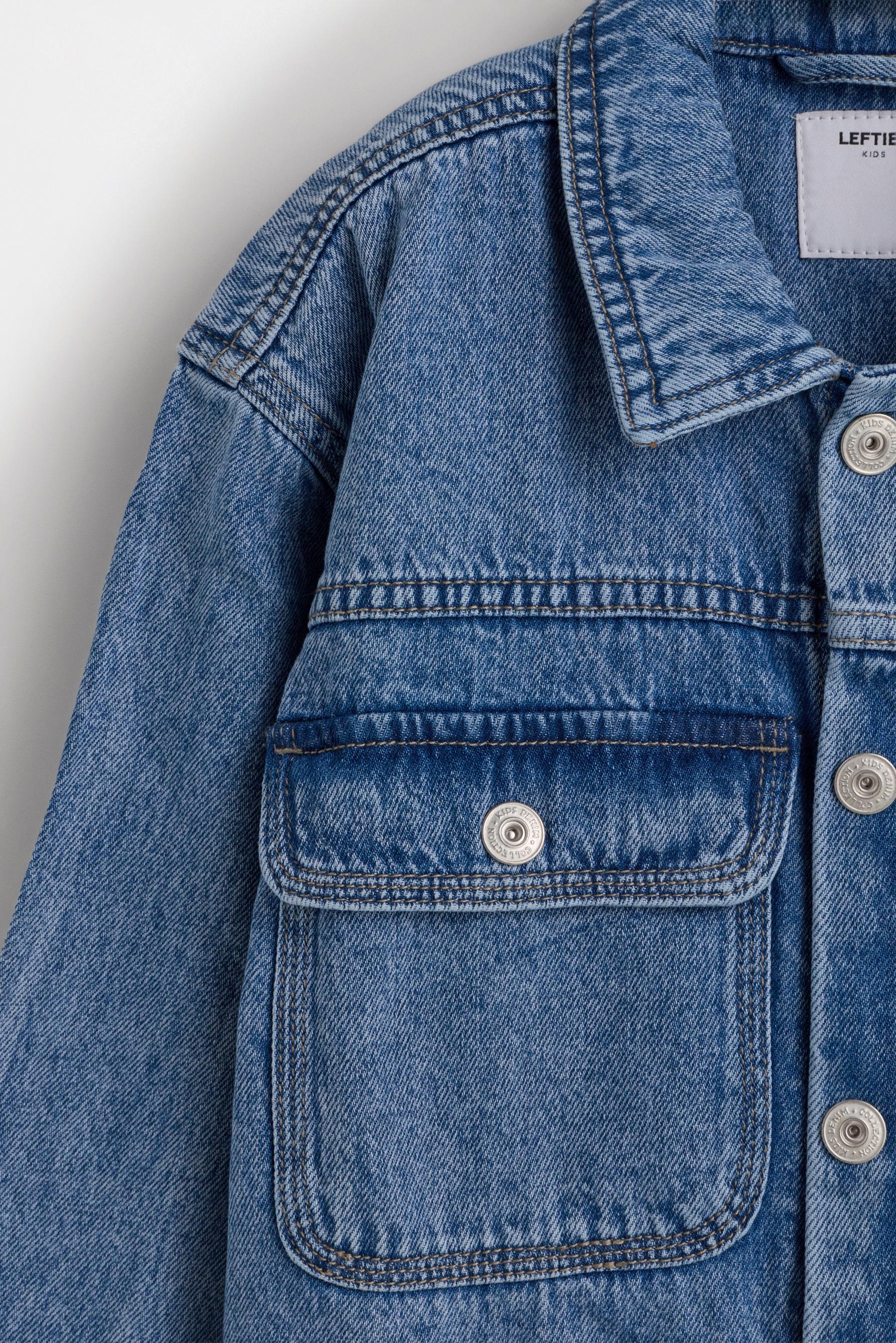 Denim overshirt with patch — INDIGO