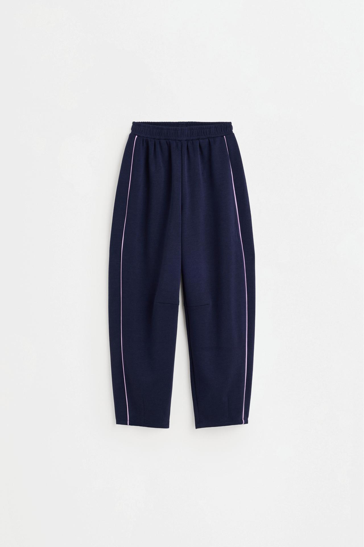 Flowing trousers with piping — NAVY