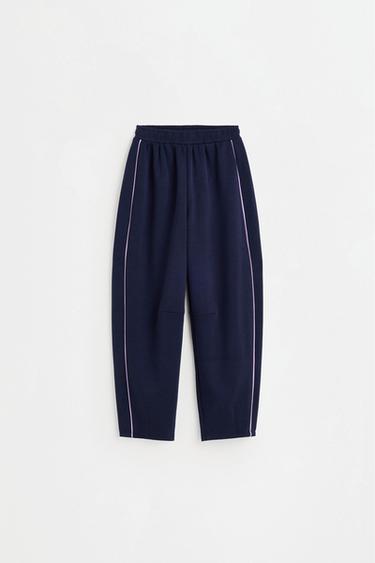 Flowing trousers with piping — NAVY 1