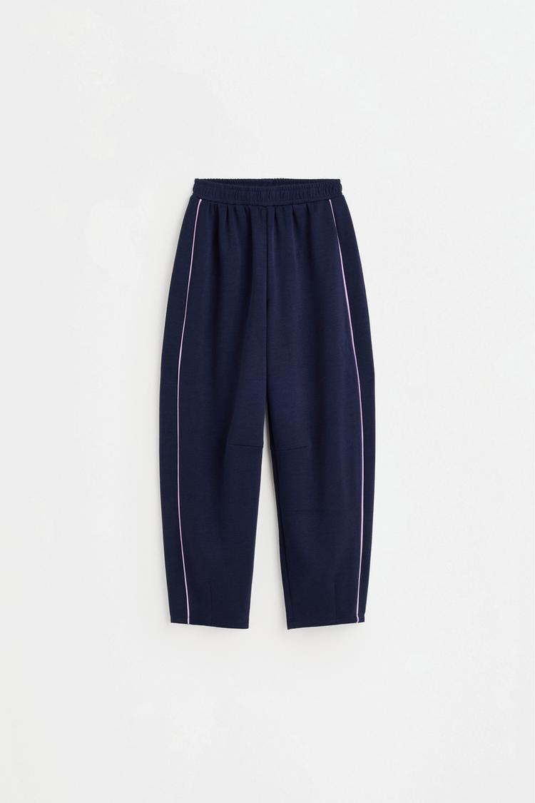 Flowing trousers with piping — NAVY