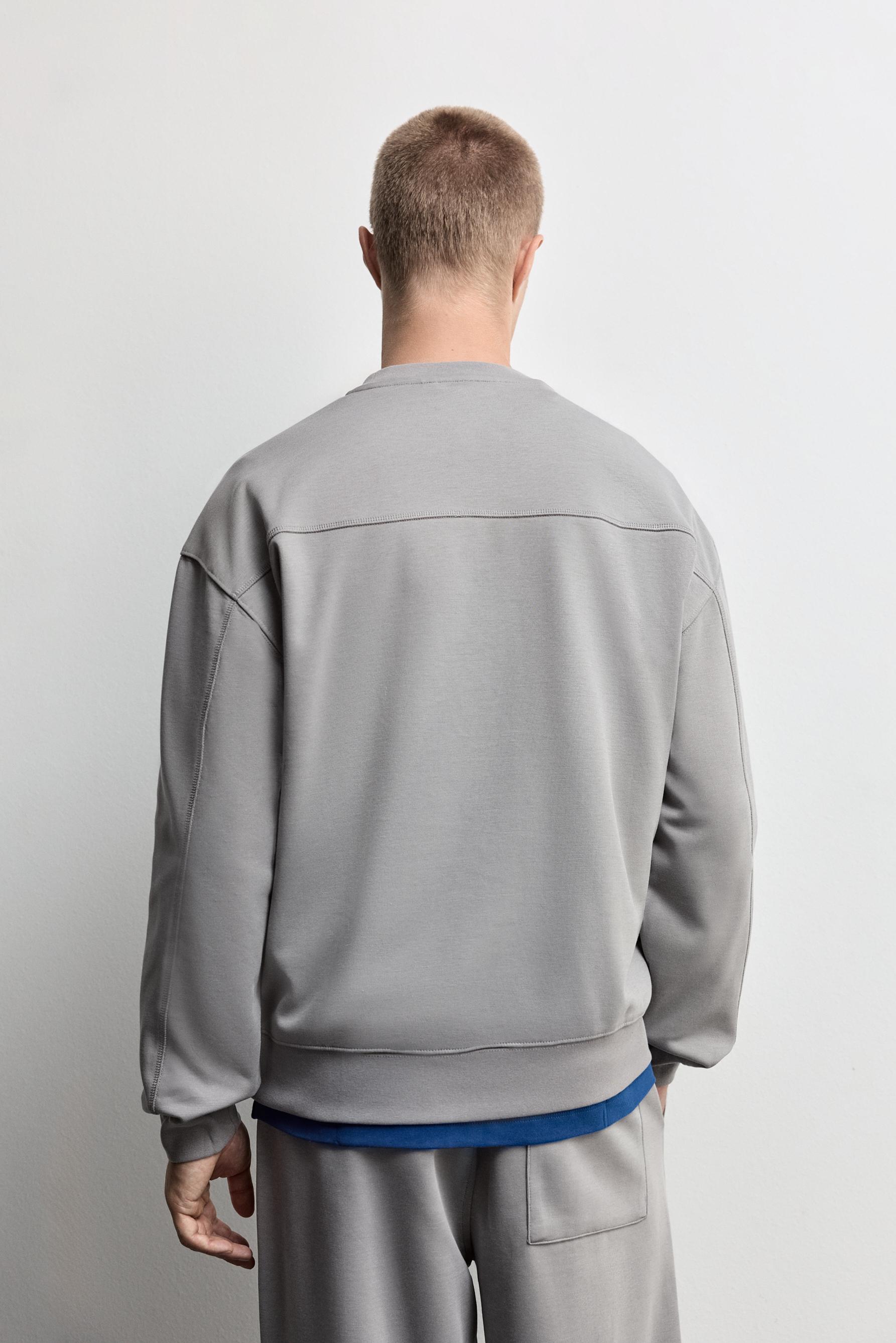 Round neck interlock sweatshirt — MEDIUM GREY