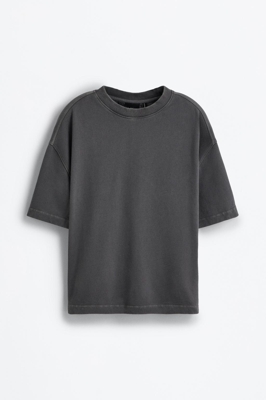 Faded-effect short sleeve sweatshirt