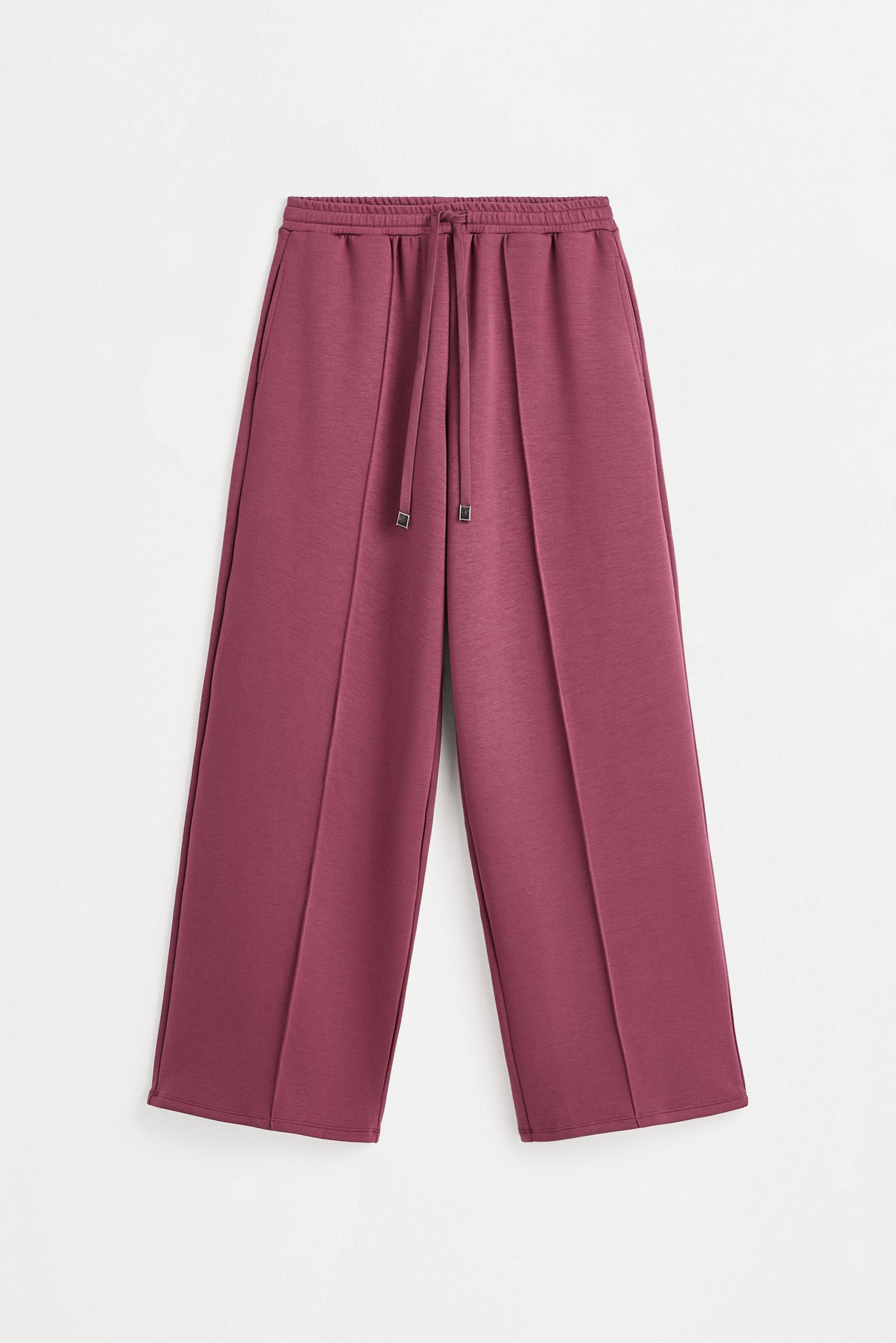 Wide-leg tracksuit trousers with front seam — DARK PINK