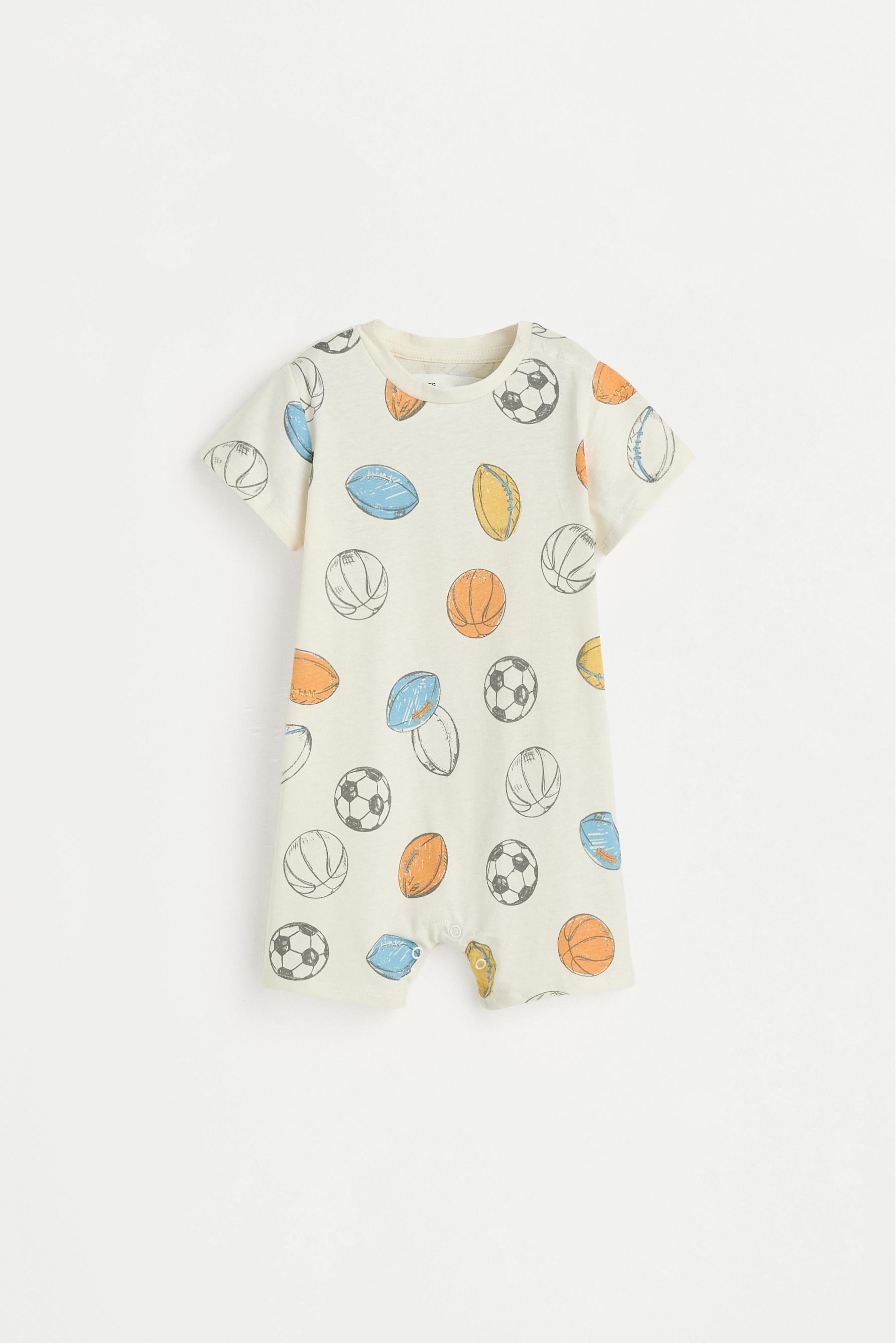 All-over printed short sleepsuit — ECRU