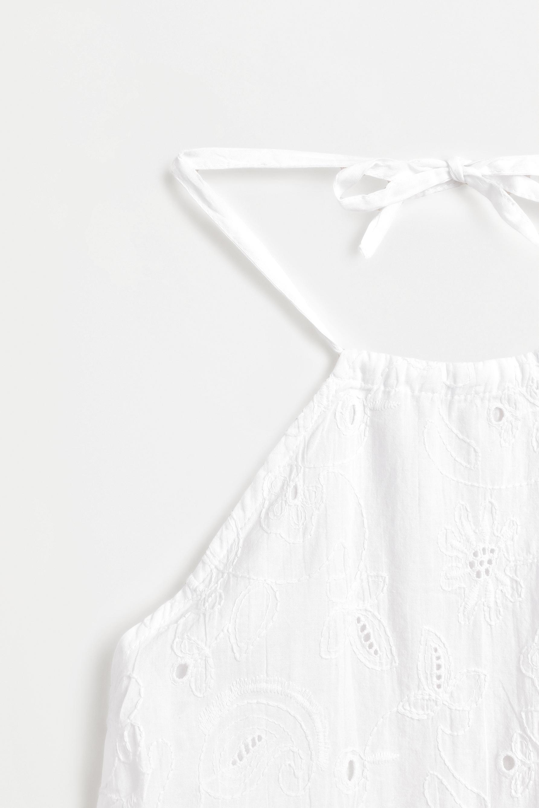 Embroidered scarf top — WHITE