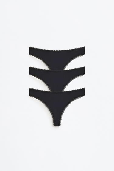 3-Pack of Brazilian briefs with lace trim — BLACK 6