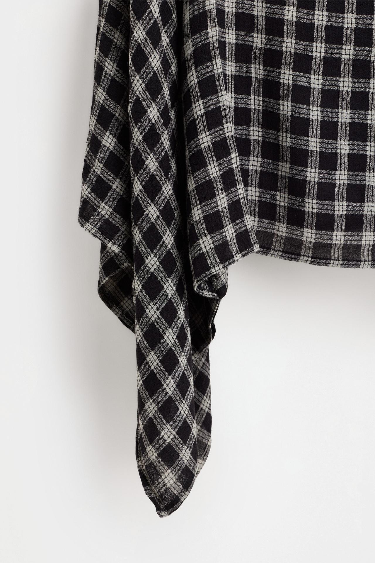 Plaid cape sleeve blouse — GREY TONES