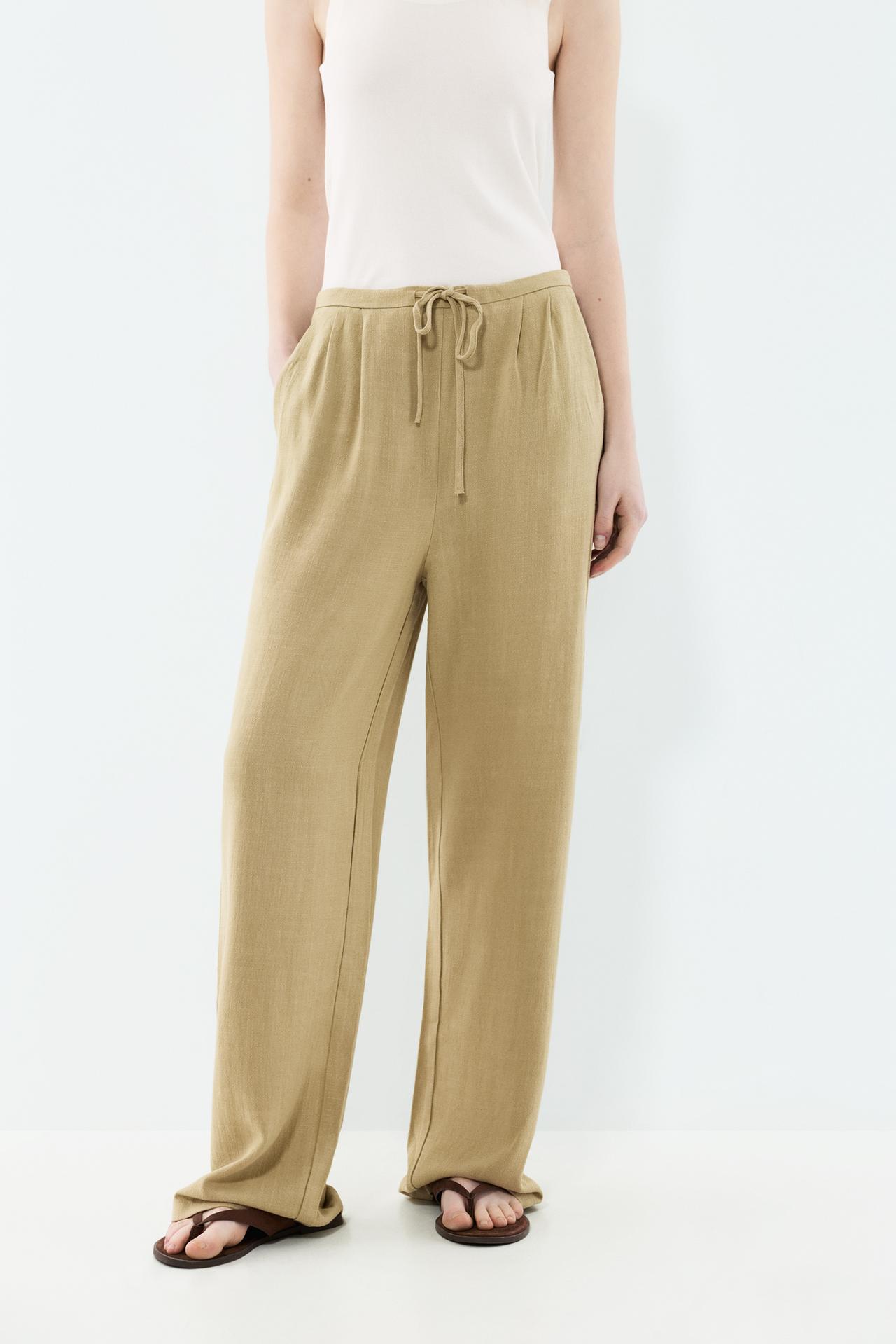 Rustic wide-leg trousers — PALE KHAKI