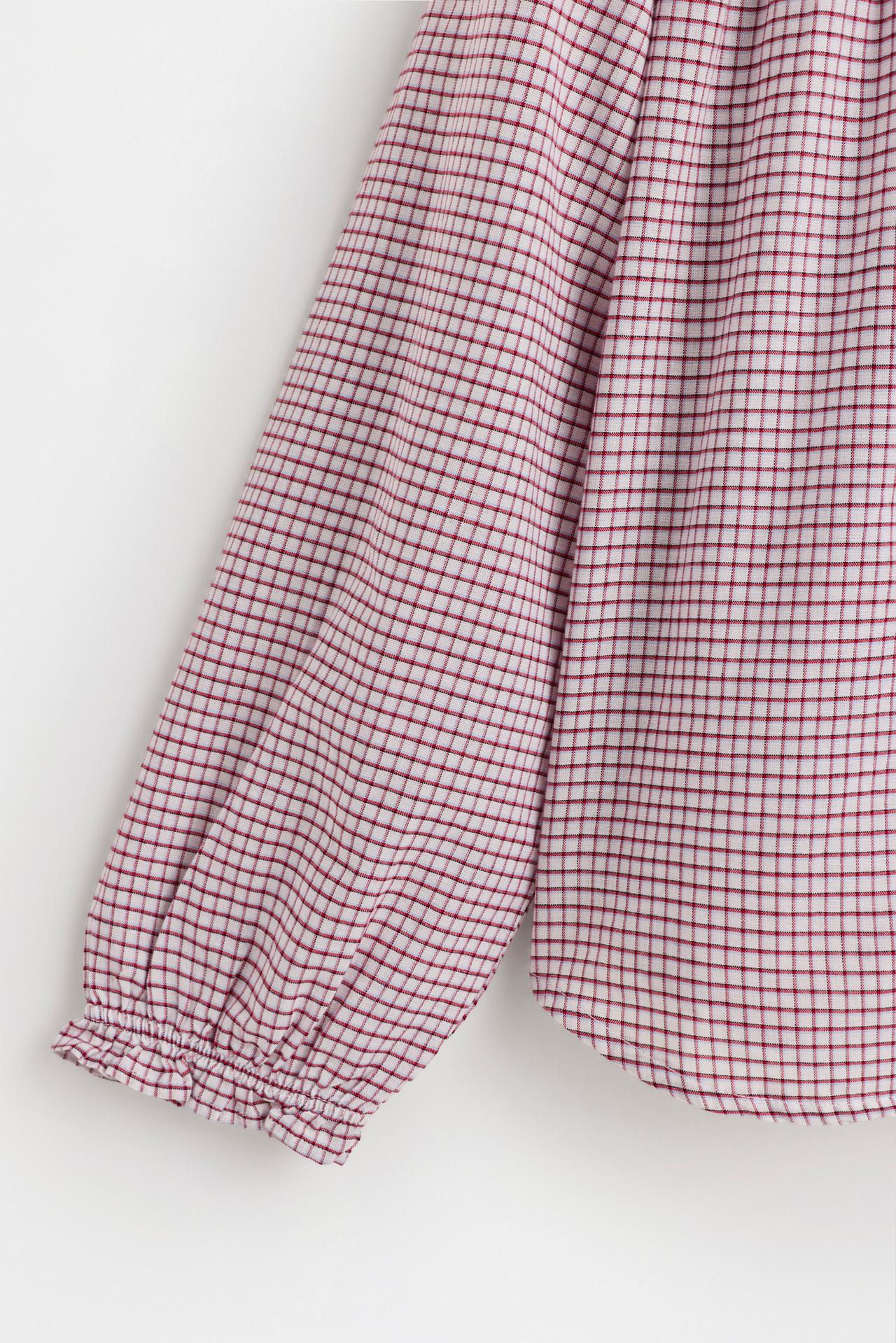 Plaid suede ruffle shirt — WHITE