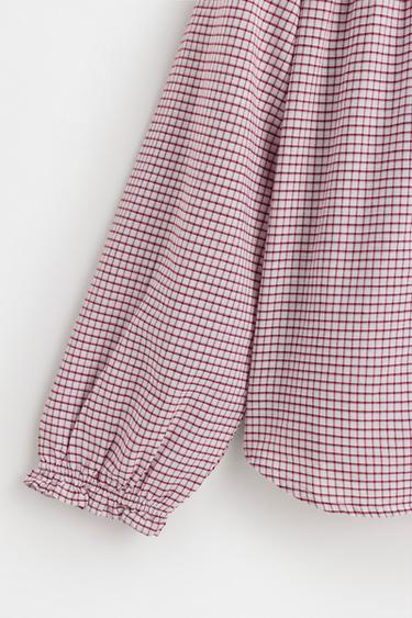 Plaid suede ruffle shirt — WHITE 4