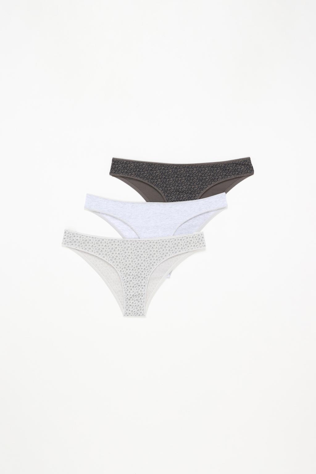 3-pack of contrast cotton Brazilian briefs