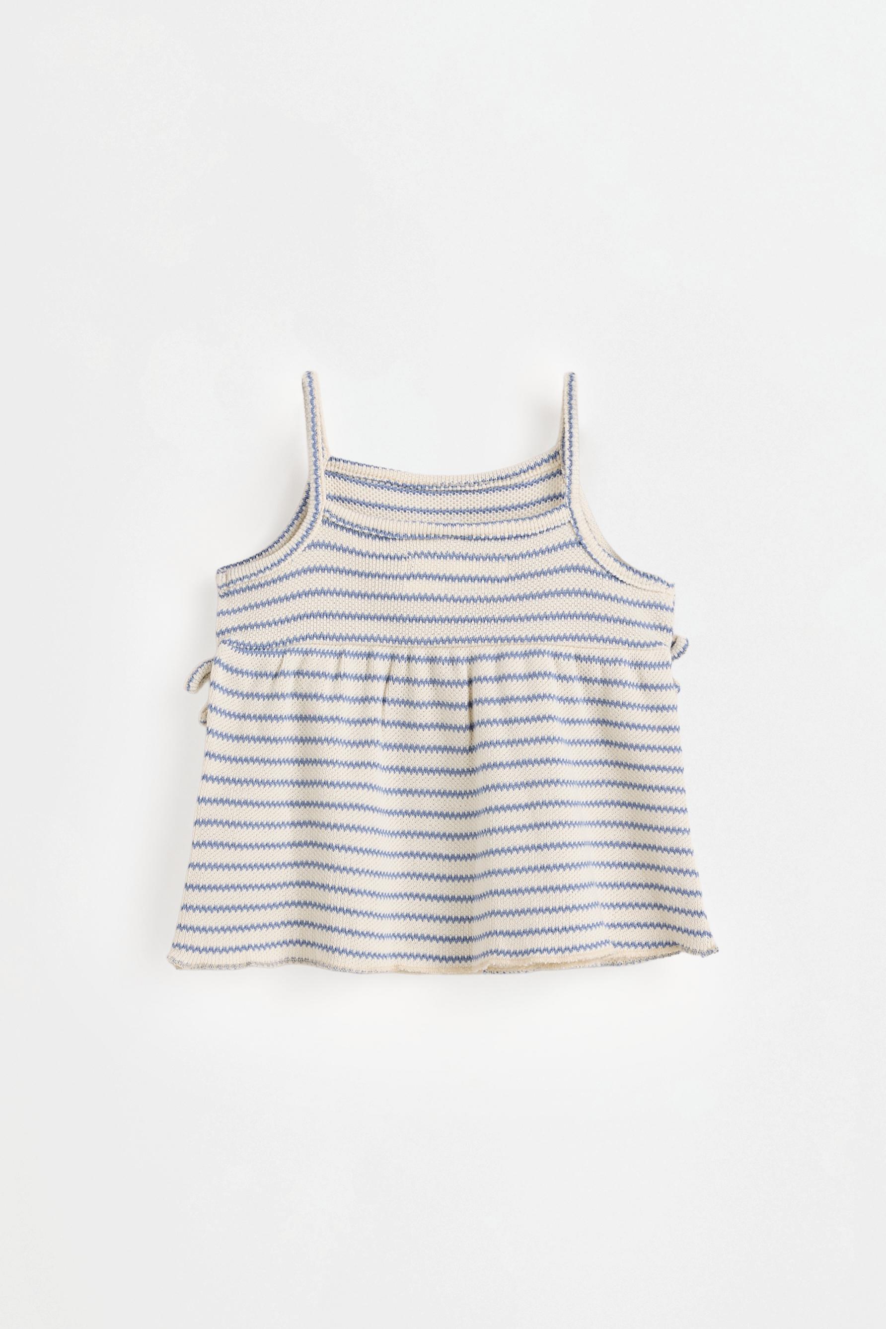 Striped bias cut top and shorts set — BLUE