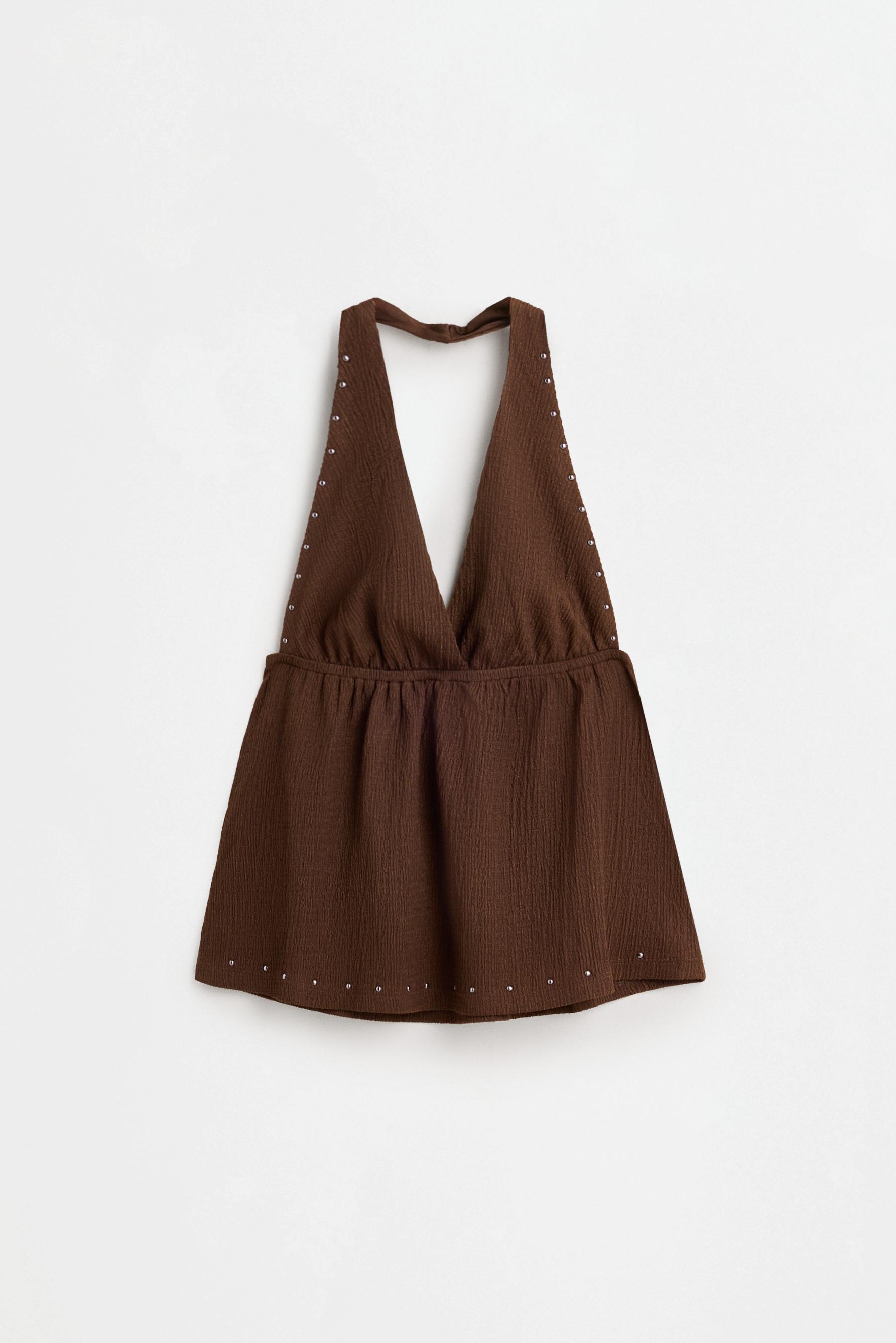 Studded halter top — CHOCOLATE